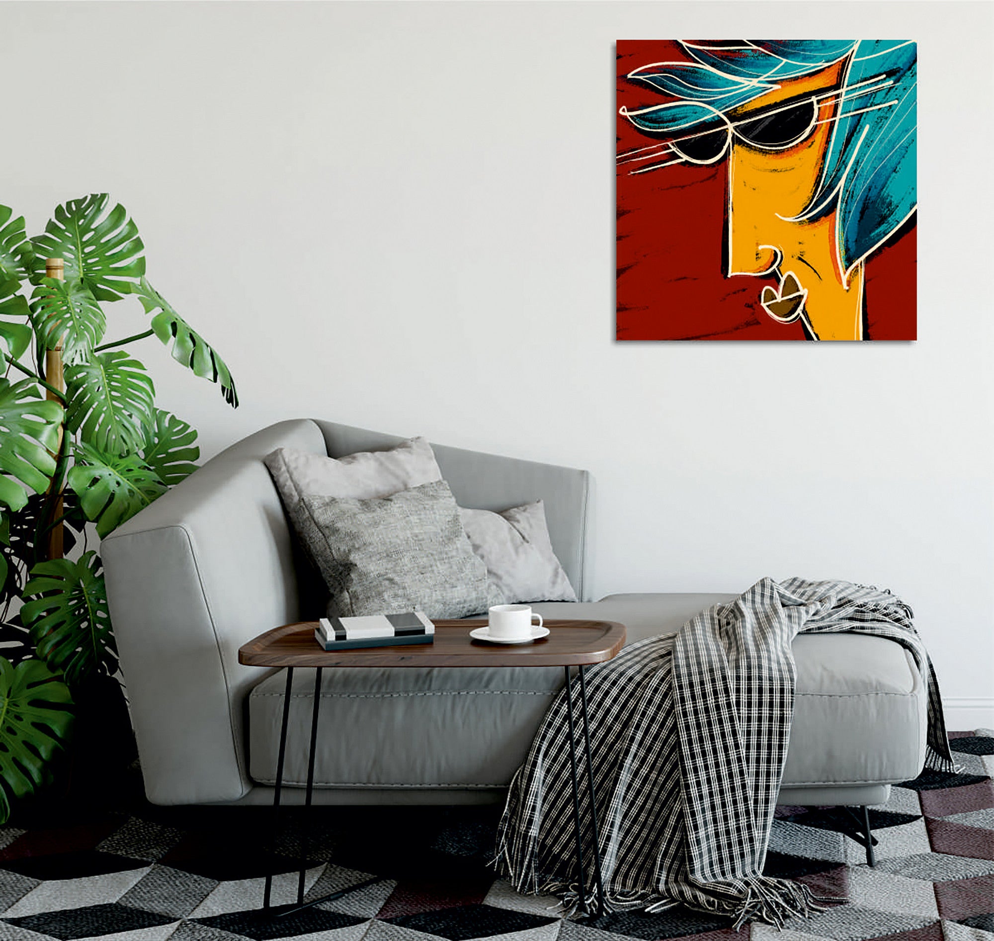 Quadro Decorativo em Tela 45x45cm - Impressão Digital Premium com Moldura de Madeira