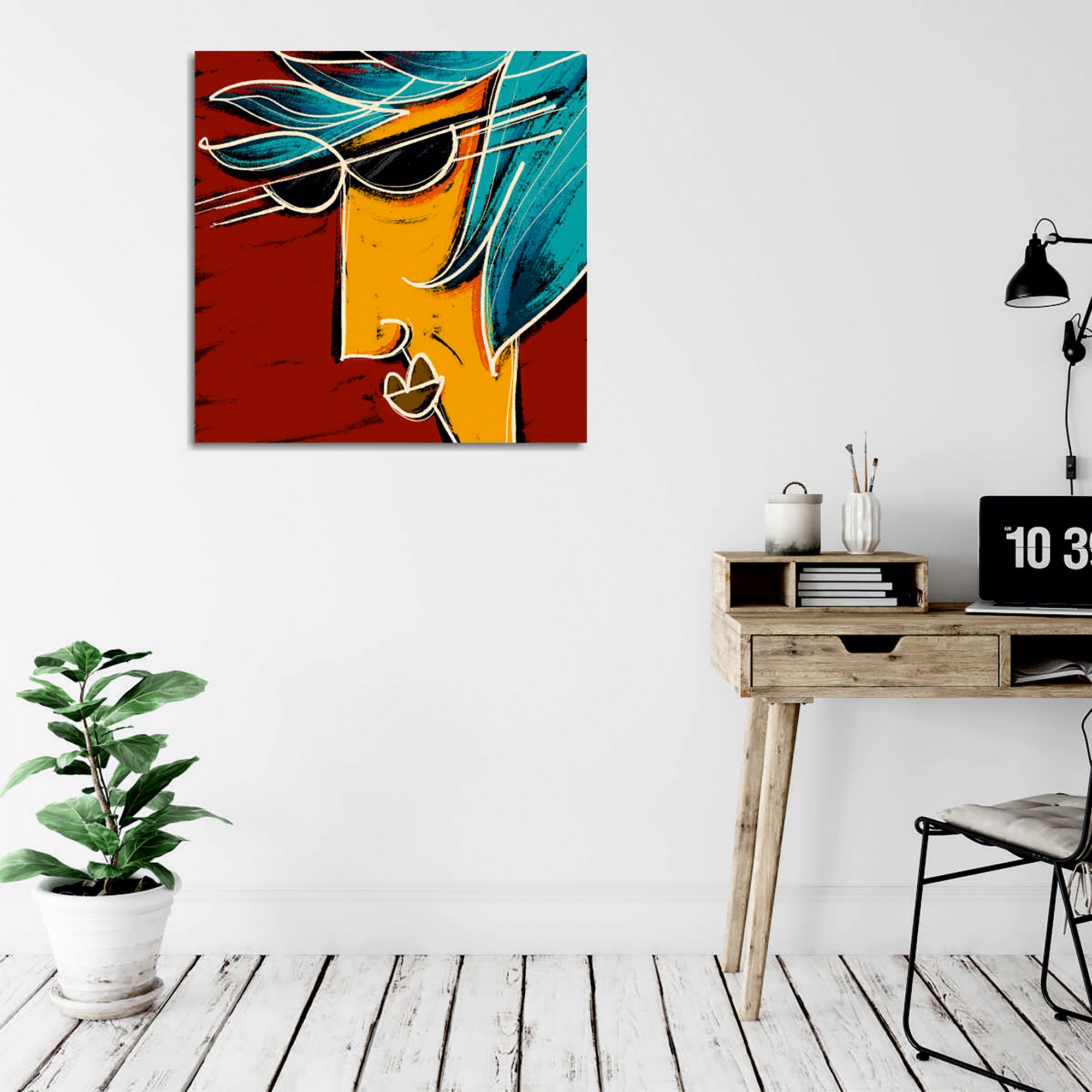 Quadro Decorativo em Tela 45x45cm - Impressão Digital Premium com Moldura de Madeira