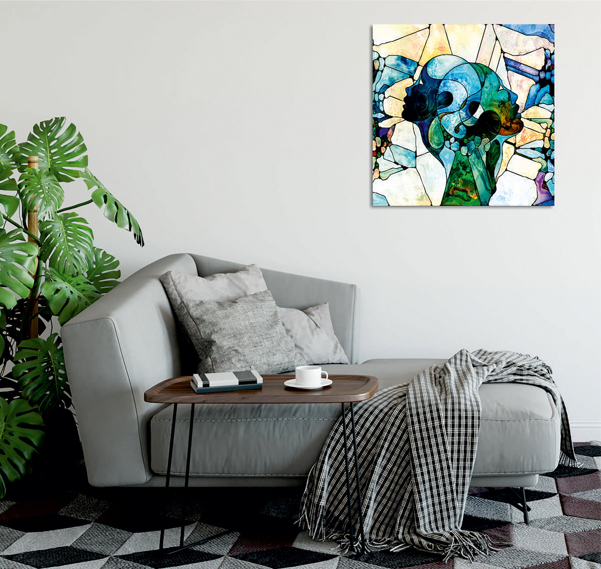 Quadro Decorativo em Tela 45x45cm - Impressão Digital Premium com Moldura de Madeira