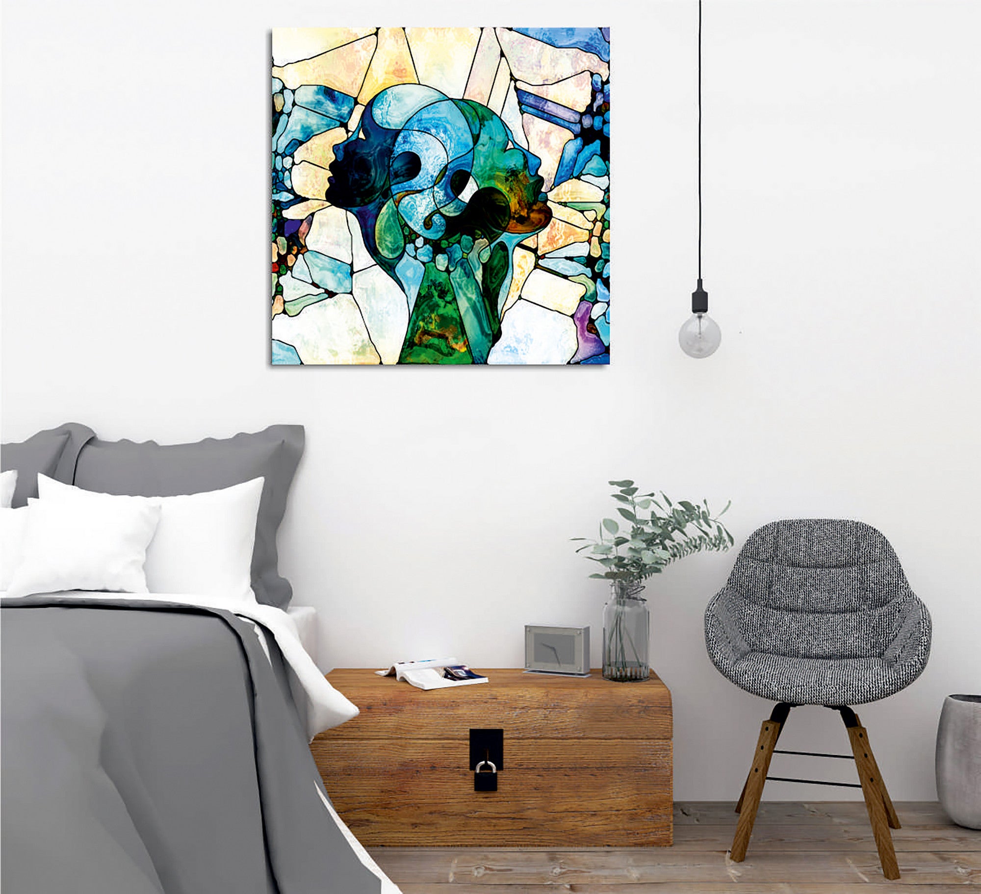 Quadro Decorativo em Tela 45x45cm - Impressão Digital Premium com Moldura de Madeira