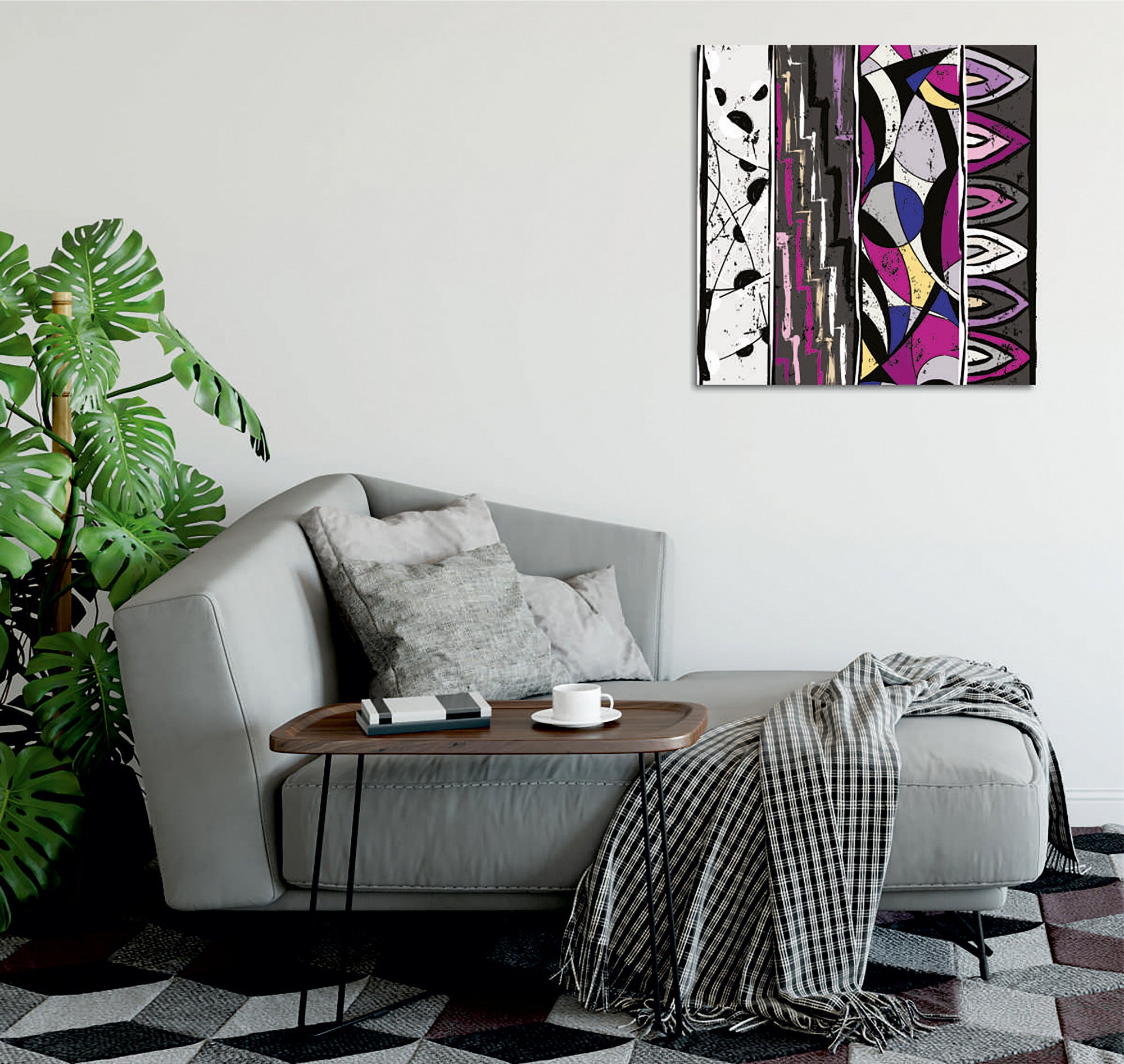 Quadro Decorativo em Tela 45x45cm - Impressão Digital Premium com Moldura de Madeira