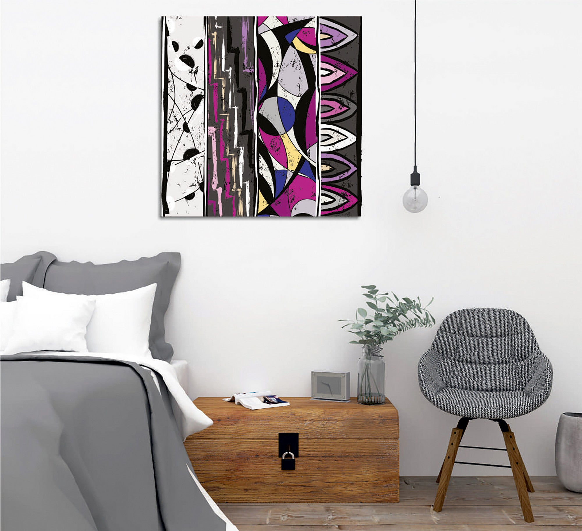 Quadro Decorativo em Tela 45x45cm - Impressão Digital Premium com Moldura de Madeira
