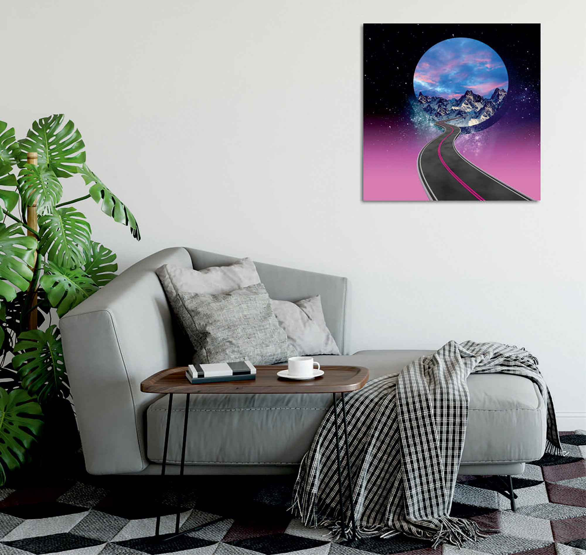 Quadro Decorativo em Tela 45x45cm - Impressão Digital Premium com Moldura de Madeira