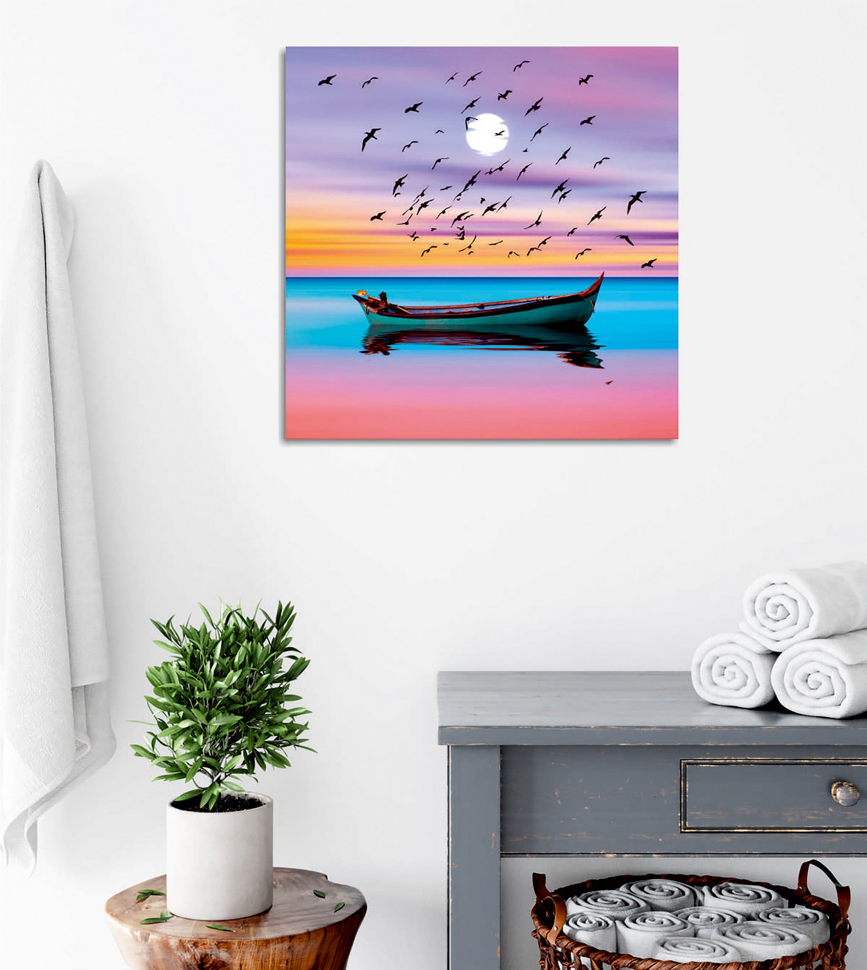 Quadro Decorativo em Tela 45x45cm - Impressão Digital Premium com Moldura de Madeira