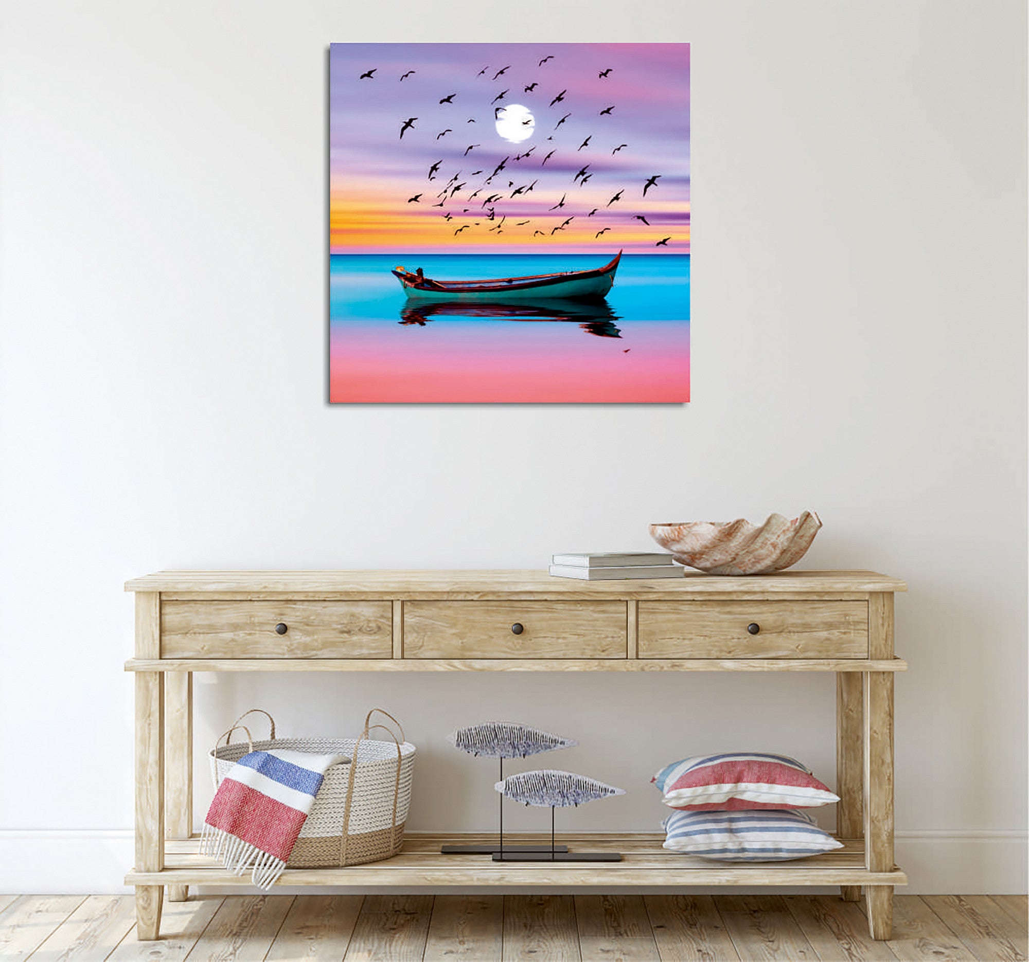 Quadro Decorativo em Tela 45x45cm - Impressão Digital Premium com Moldura de Madeira