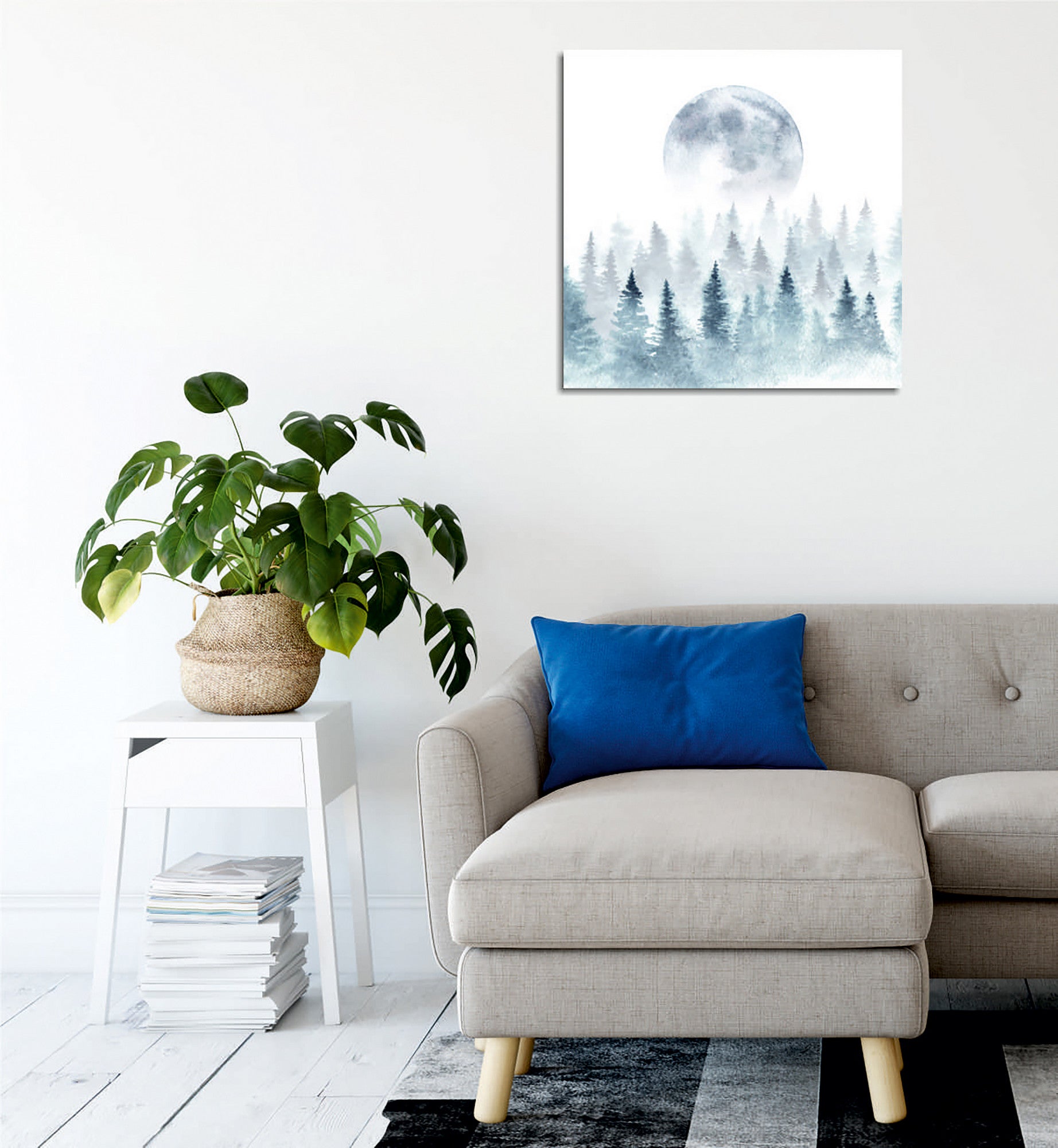 Quadro Decorativo em Tela 45x45cm - Impressão Digital Premium com Moldura de Madeira