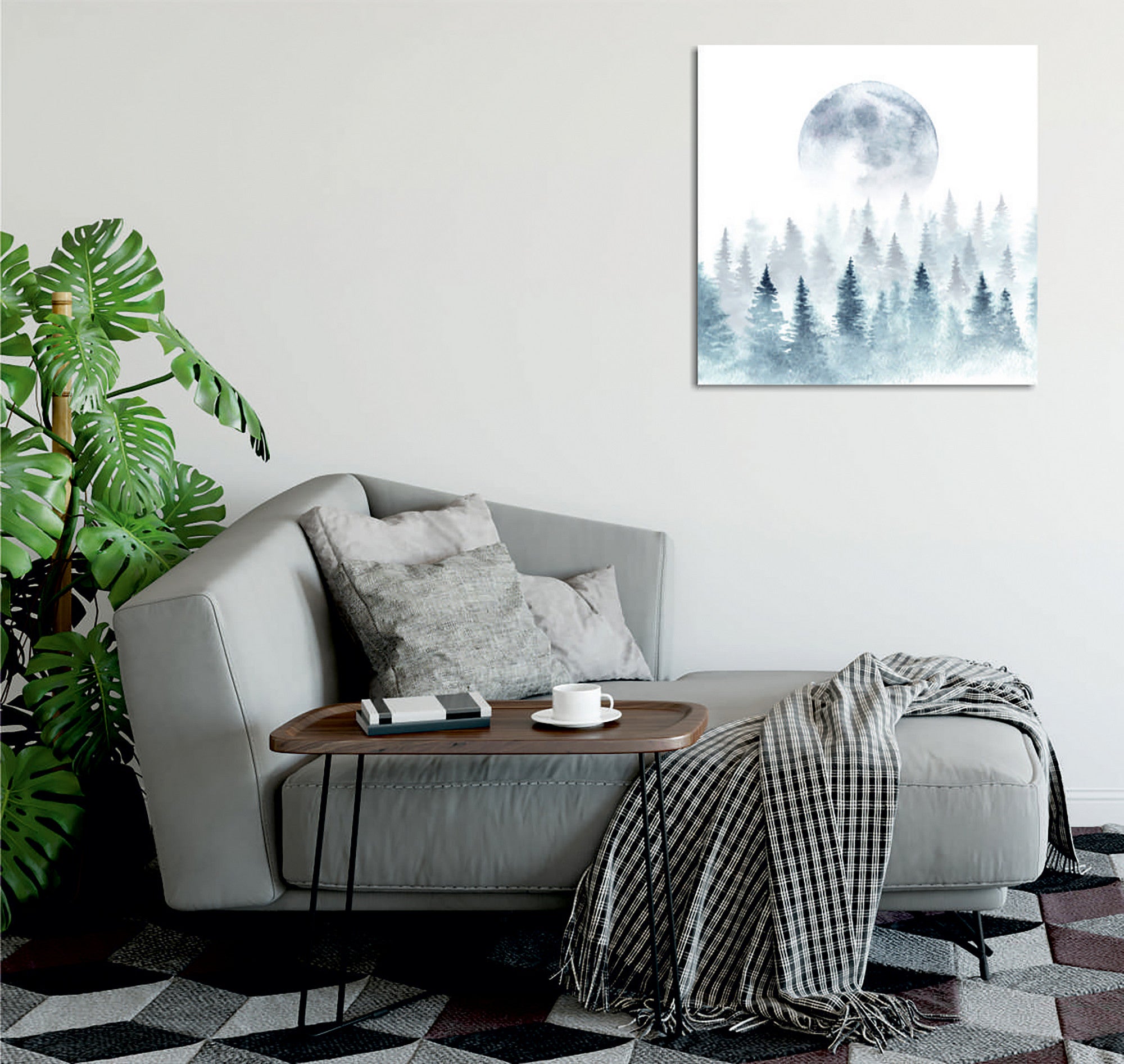 Quadro Decorativo em Tela 45x45cm - Impressão Digital Premium com Moldura de Madeira