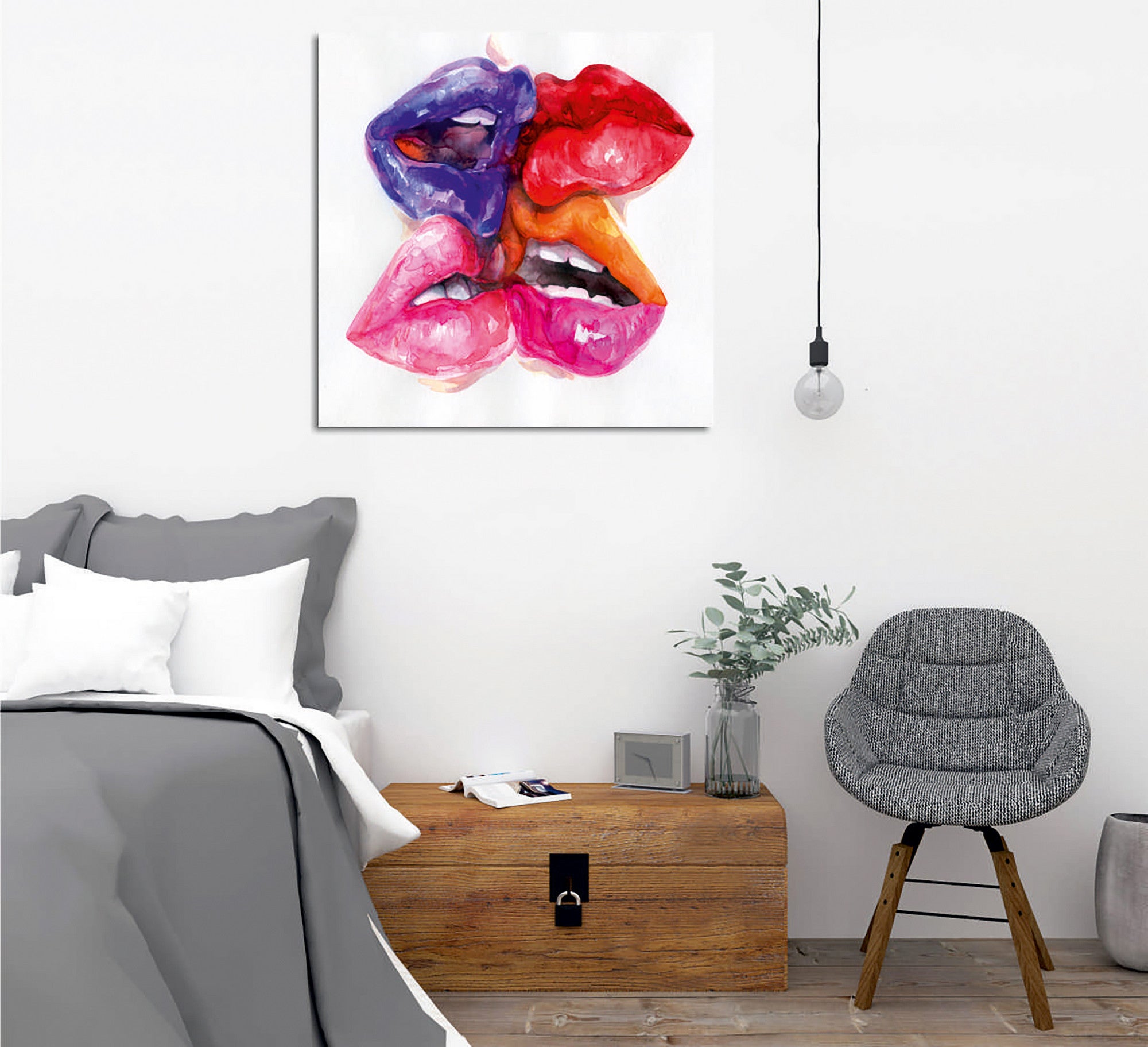 Quadro Decorativo em Tela 45x45cm - Impressão Digital Premium com Moldura de Madeira