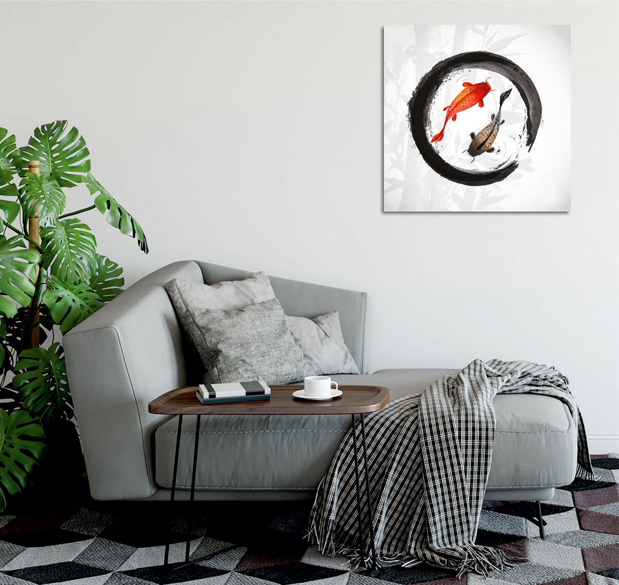 Quadro Decorativo em Tela 45x45cm - Impressão Digital Premium com Moldura de Madeira