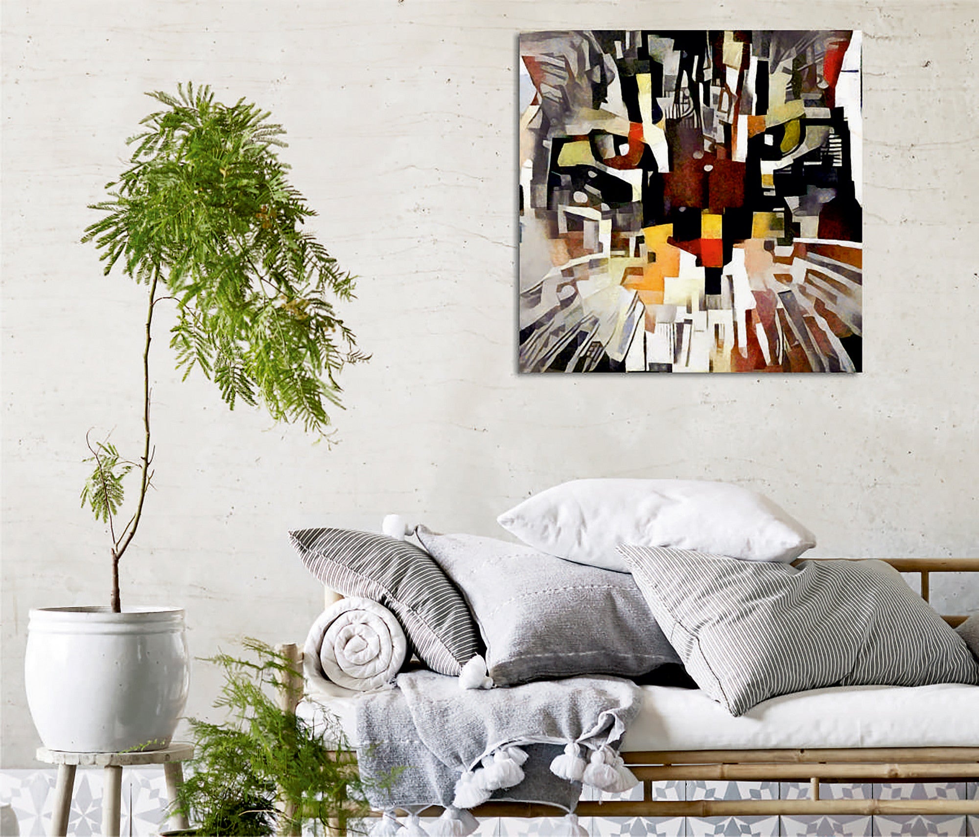 Quadro Decorativo em Tela 45x45cm - Impressão Digital Premium com Moldura de Madeira