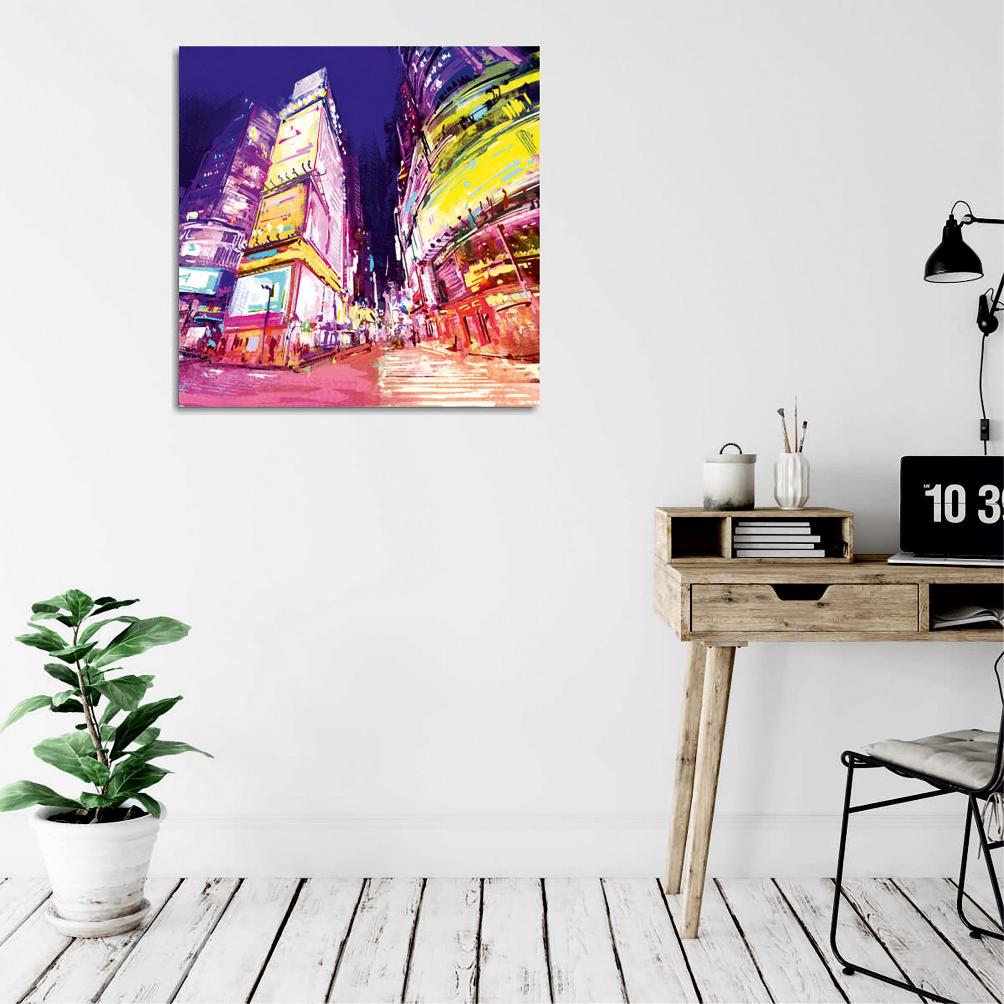Quadro Decorativo em Tela 45x45cm - Impressão Digital Premium com Moldura de Madeira