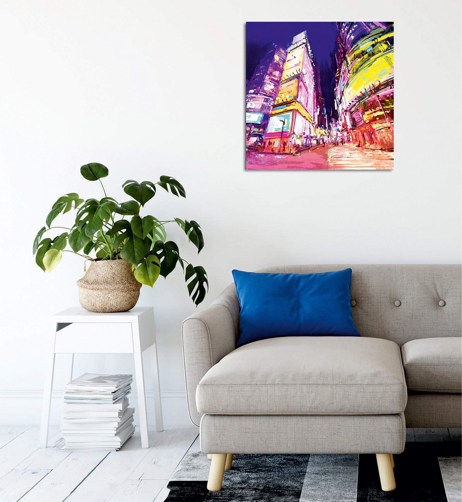 Quadro Decorativo em Tela 45x45cm - Impressão Digital Premium com Moldura de Madeira