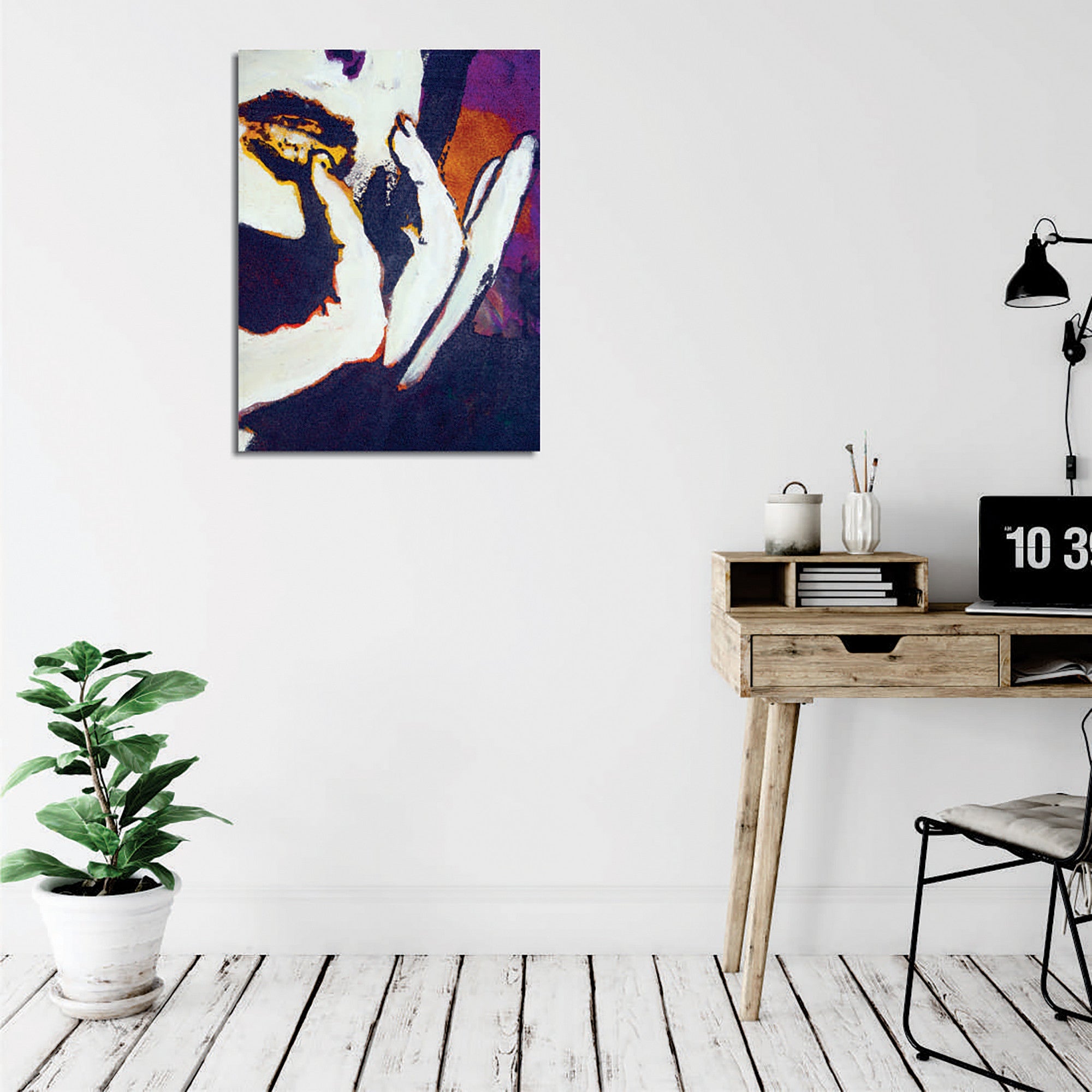 Quadro Decorativo em Tela com Moldura de Madeira - Impressão Digital Multicolor 30x40cm