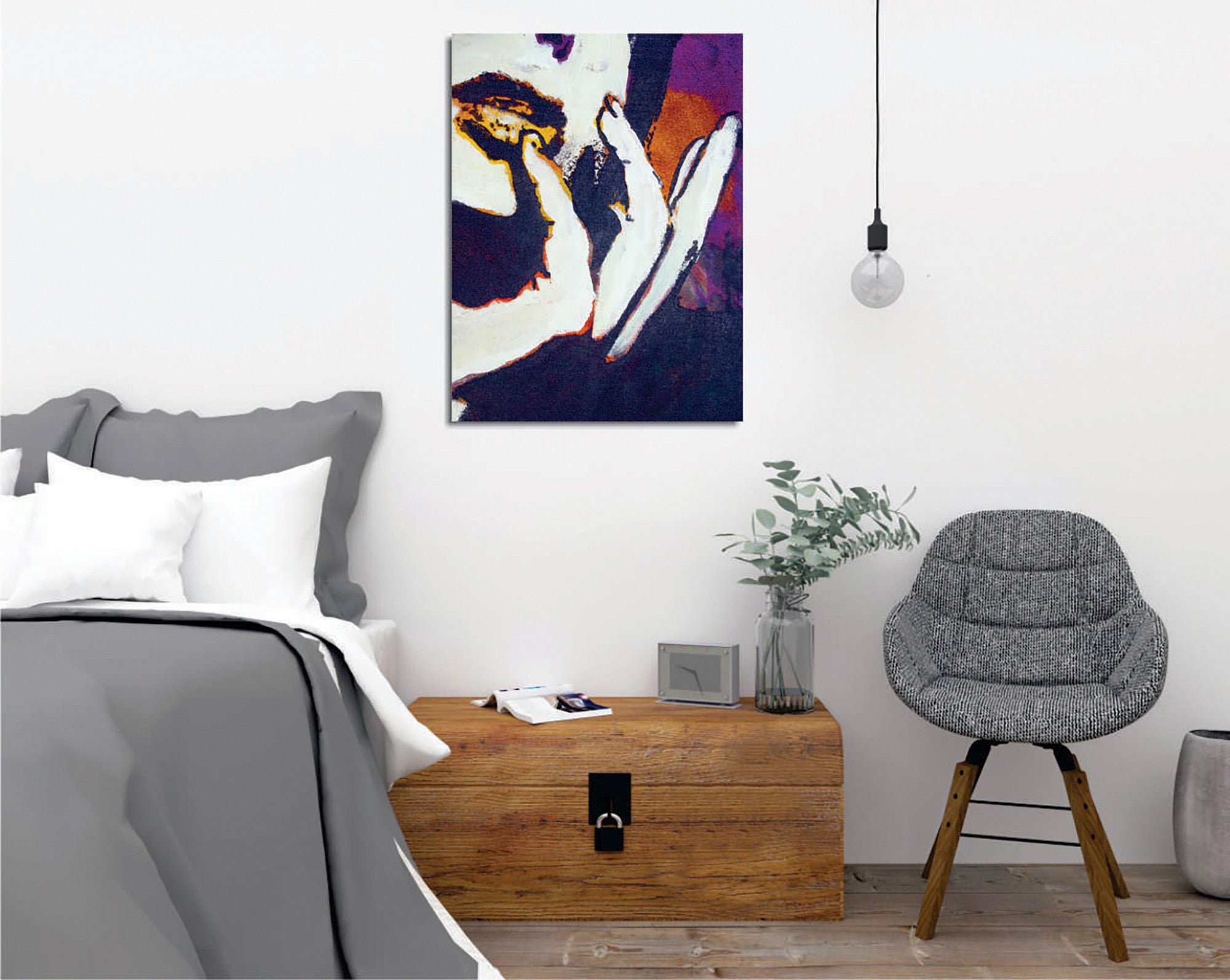 Quadro Decorativo em Tela com Moldura de Madeira - Impressão Digital Multicolor 30x40cm