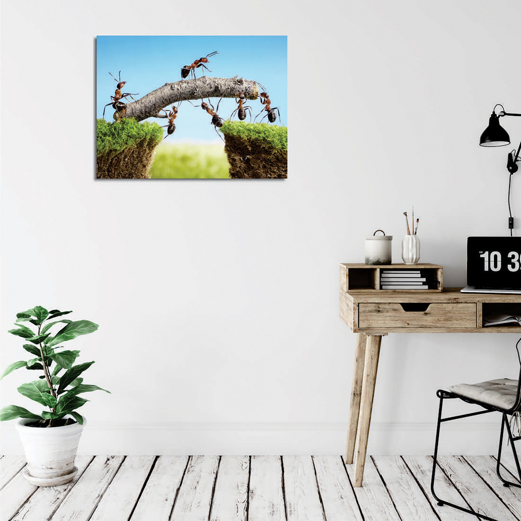 Quadro Decorativo em Tela com Moldura de Madeira - Impressão Digital Multicolor 30x40cm