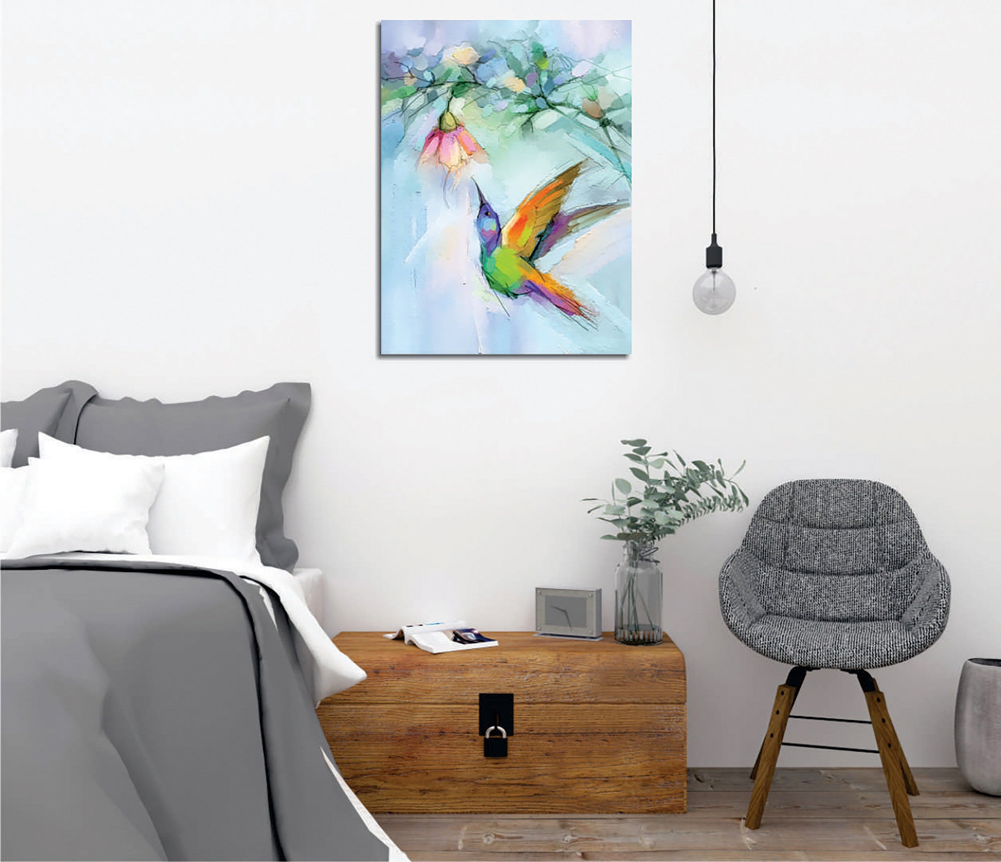 Quadro Decorativo em Tela com Moldura de Madeira - Impressão Digital Multicolor 30x40cm