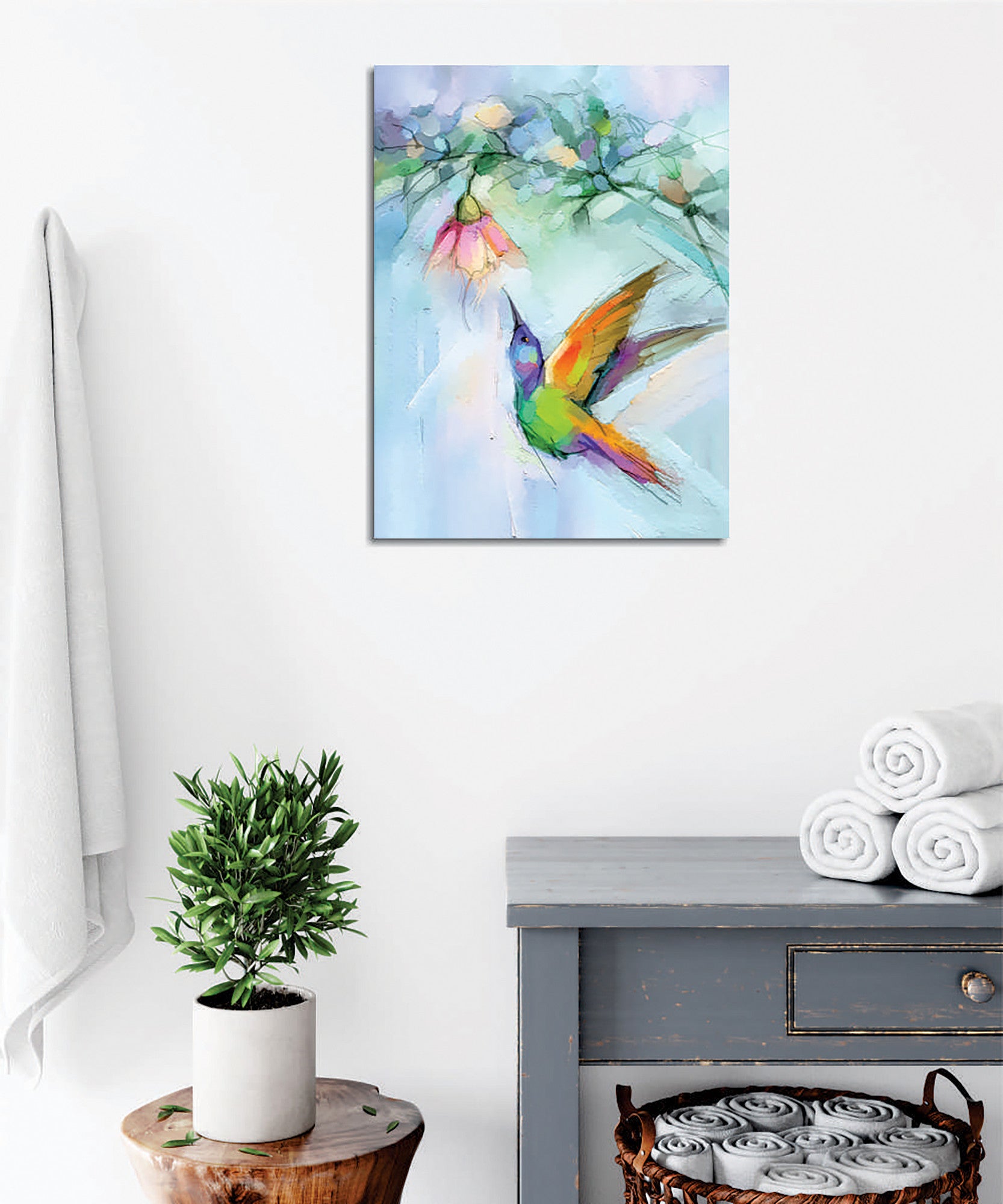 Quadro Decorativo em Tela com Moldura de Madeira - Impressão Digital Multicolor 30x40cm