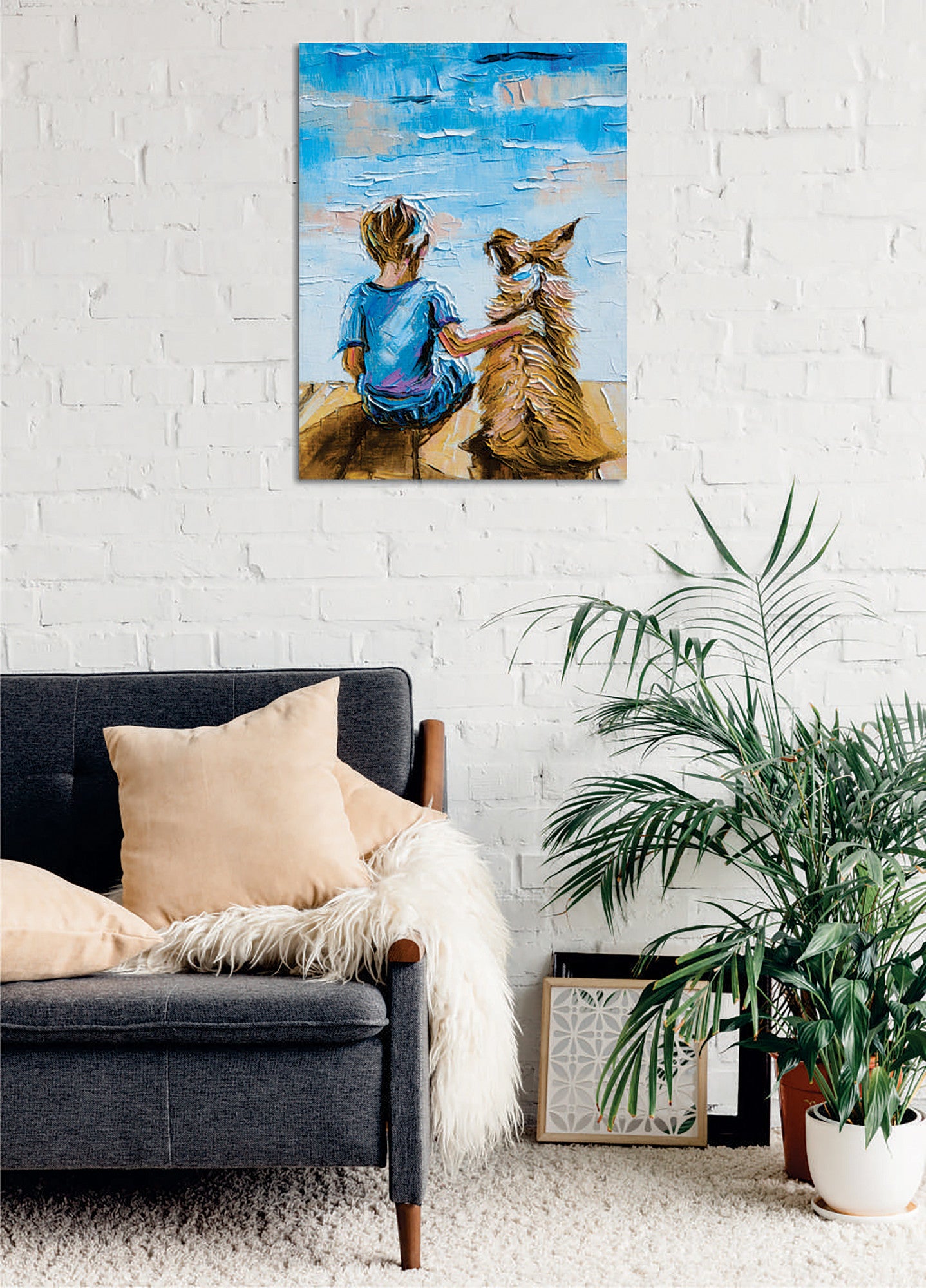 Quadro Decorativo em Tela com Moldura de Madeira - Impressão Digital Multicolor 30x40cm