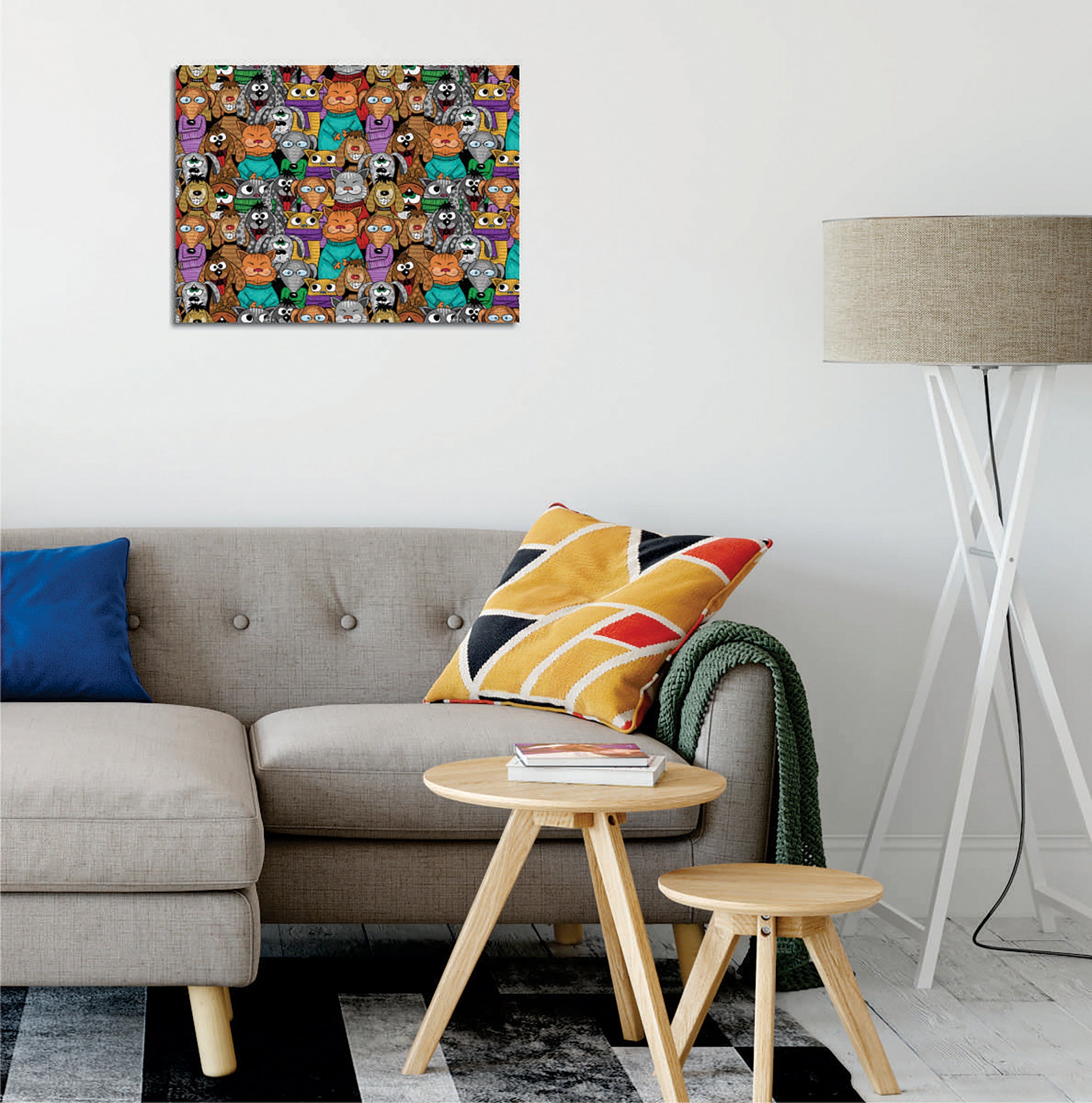 Quadro Decorativo em Tela com Moldura de Madeira - Impressão Digital Multicolor 30x40cm