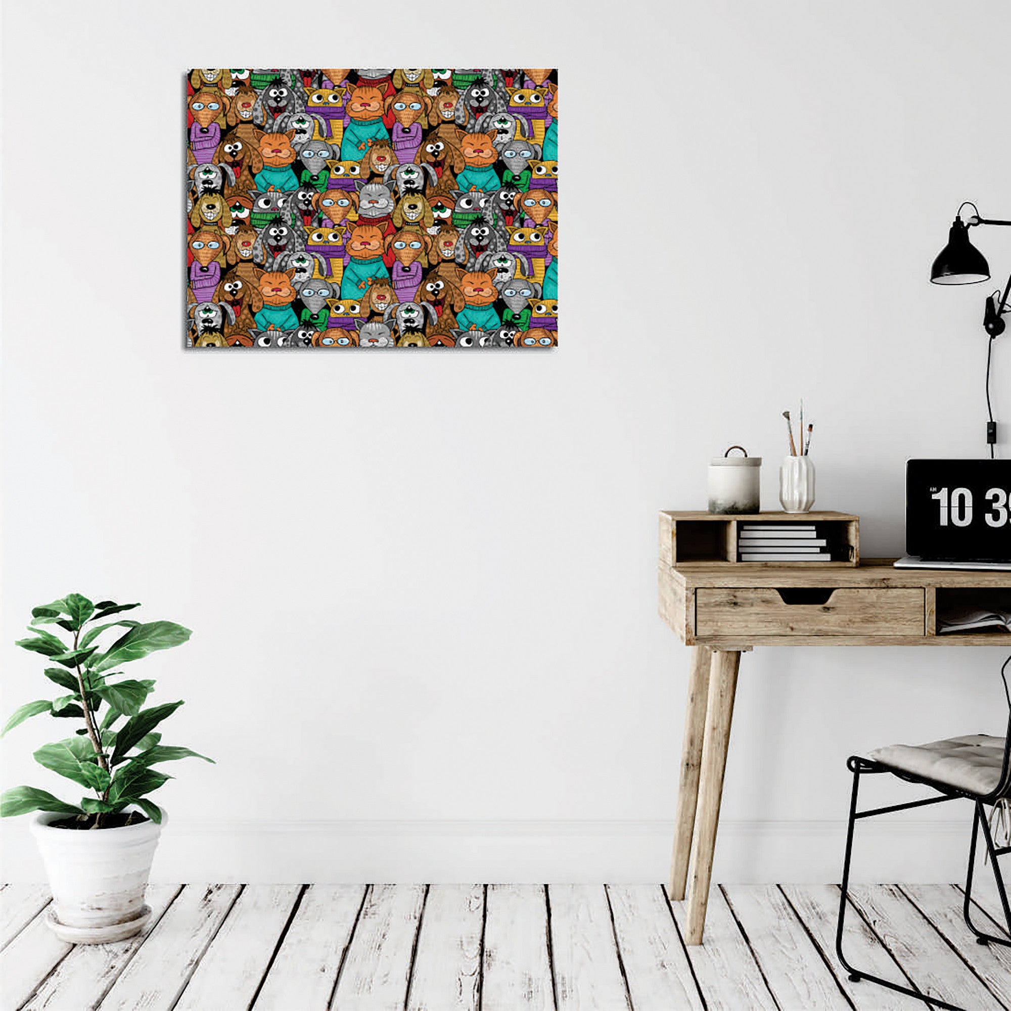 Quadro Decorativo em Tela com Moldura de Madeira - Impressão Digital Multicolor 30x40cm