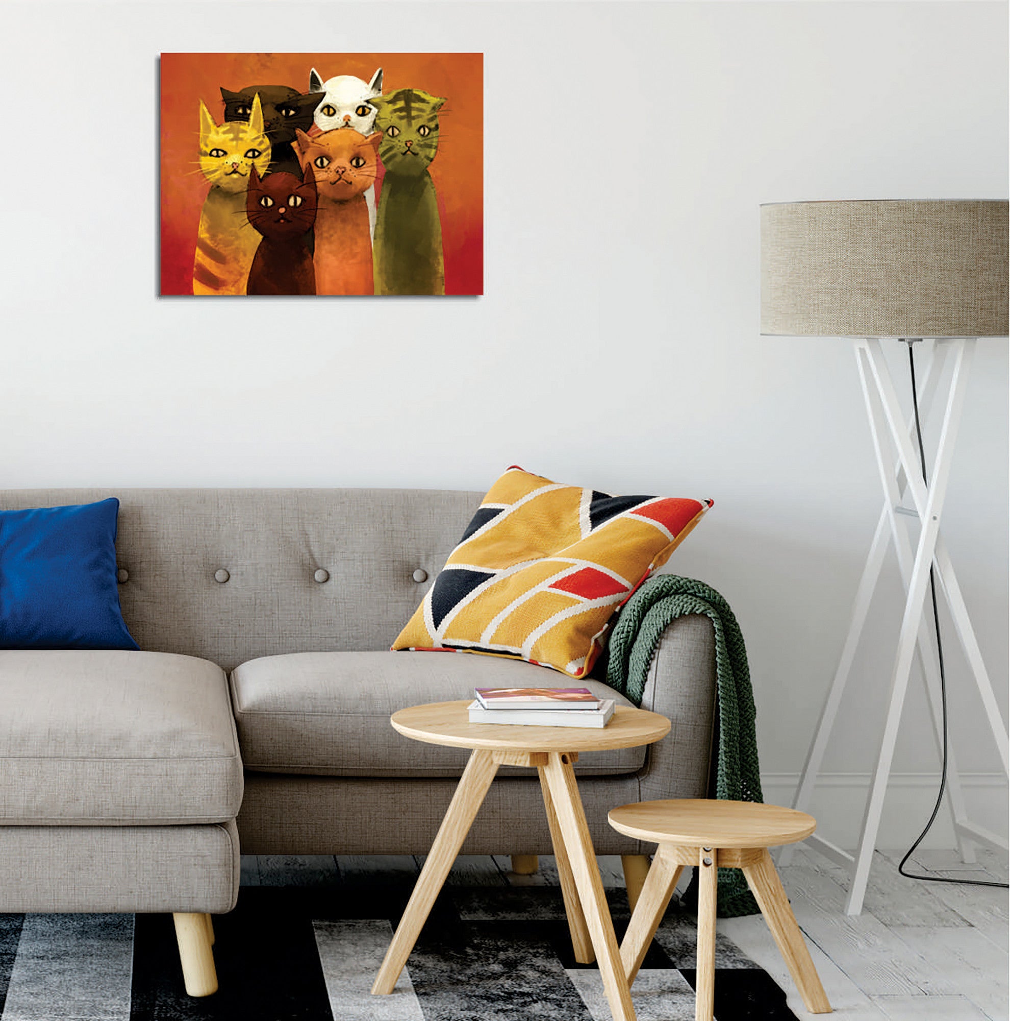 Quadro Decorativo em Tela com Moldura de Madeira - Impressão Digital Multicolor 30x40cm