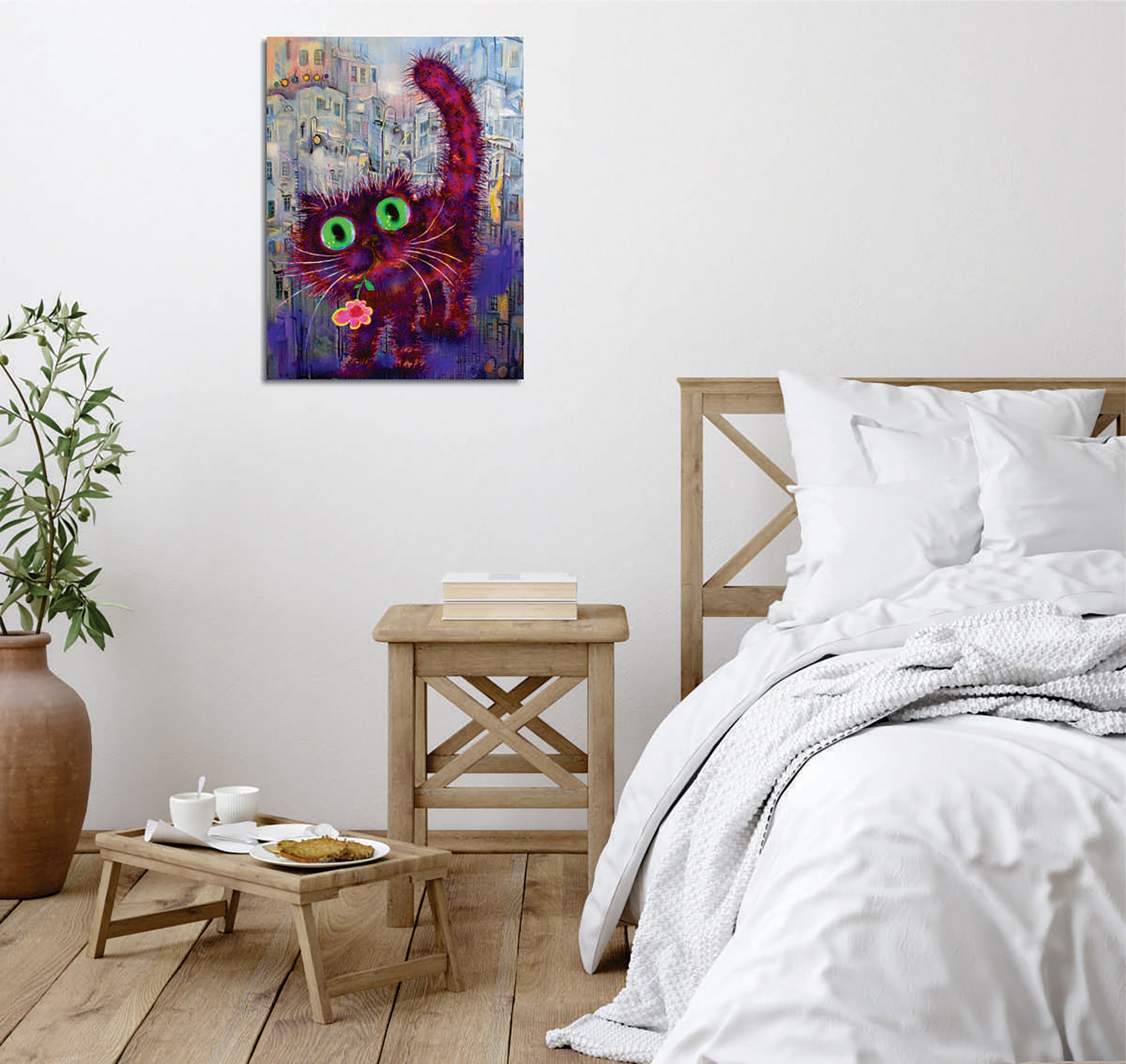 Quadro Decorativo em Tela com Moldura de Madeira - Impressão Digital Multicolor 30x40cm