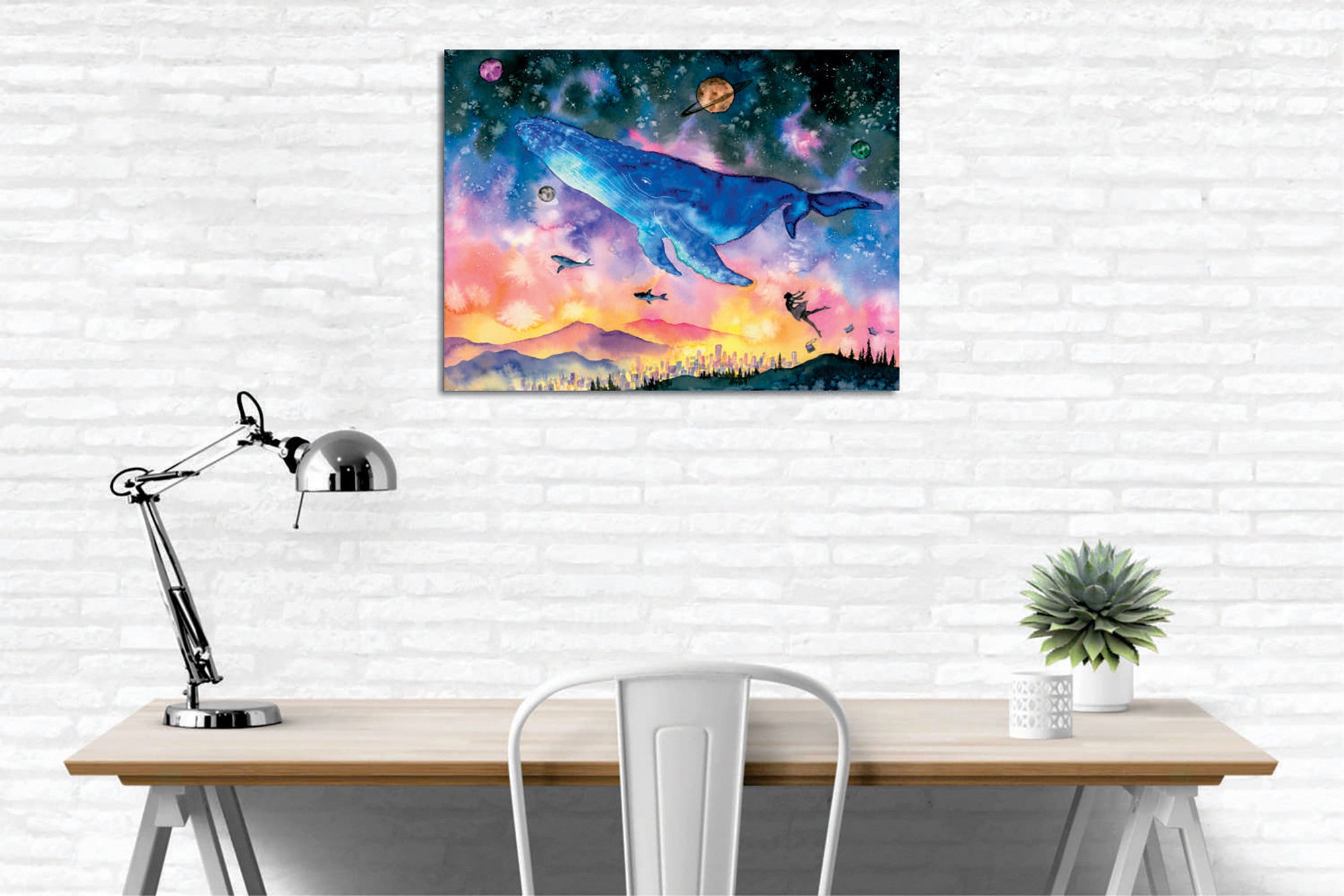 Quadro Decorativo em Tela com Moldura de Madeira - Impressão Digital Multicolor 30x40cm