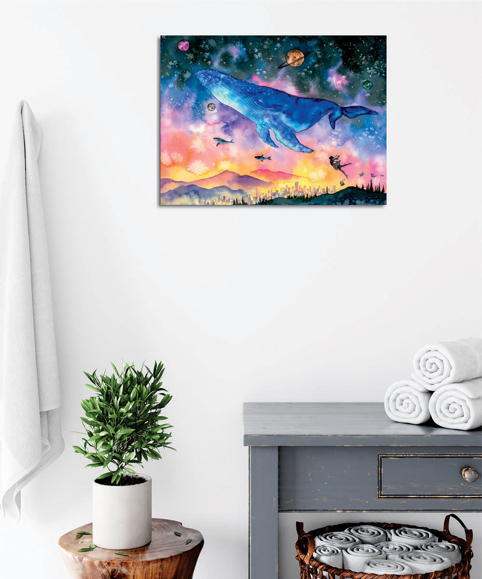 Quadro Decorativo em Tela com Moldura de Madeira - Impressão Digital Multicolor 30x40cm