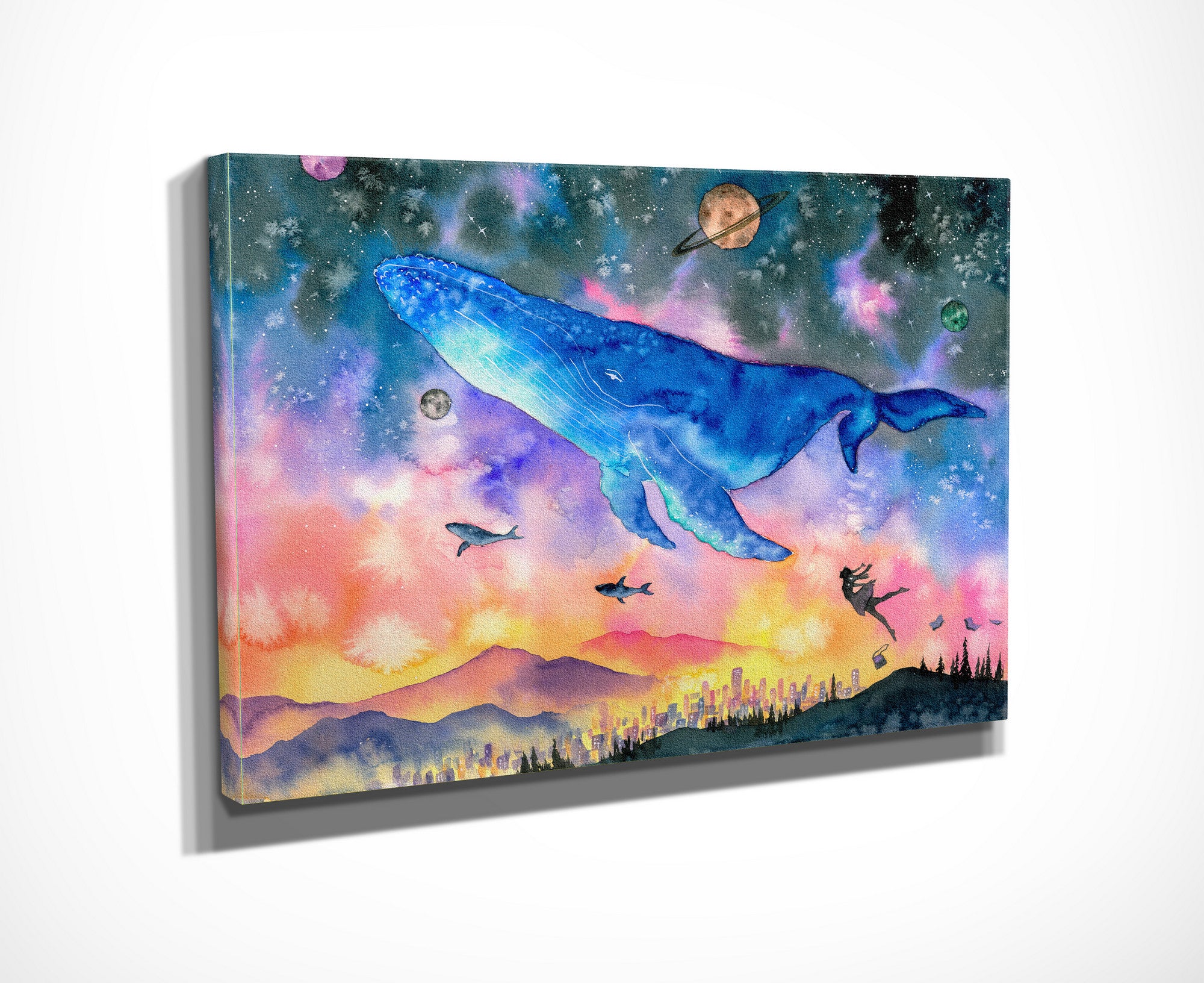 Quadro Decorativo em Tela com Moldura de Madeira - Impressão Digital Multicolor 30x40cm