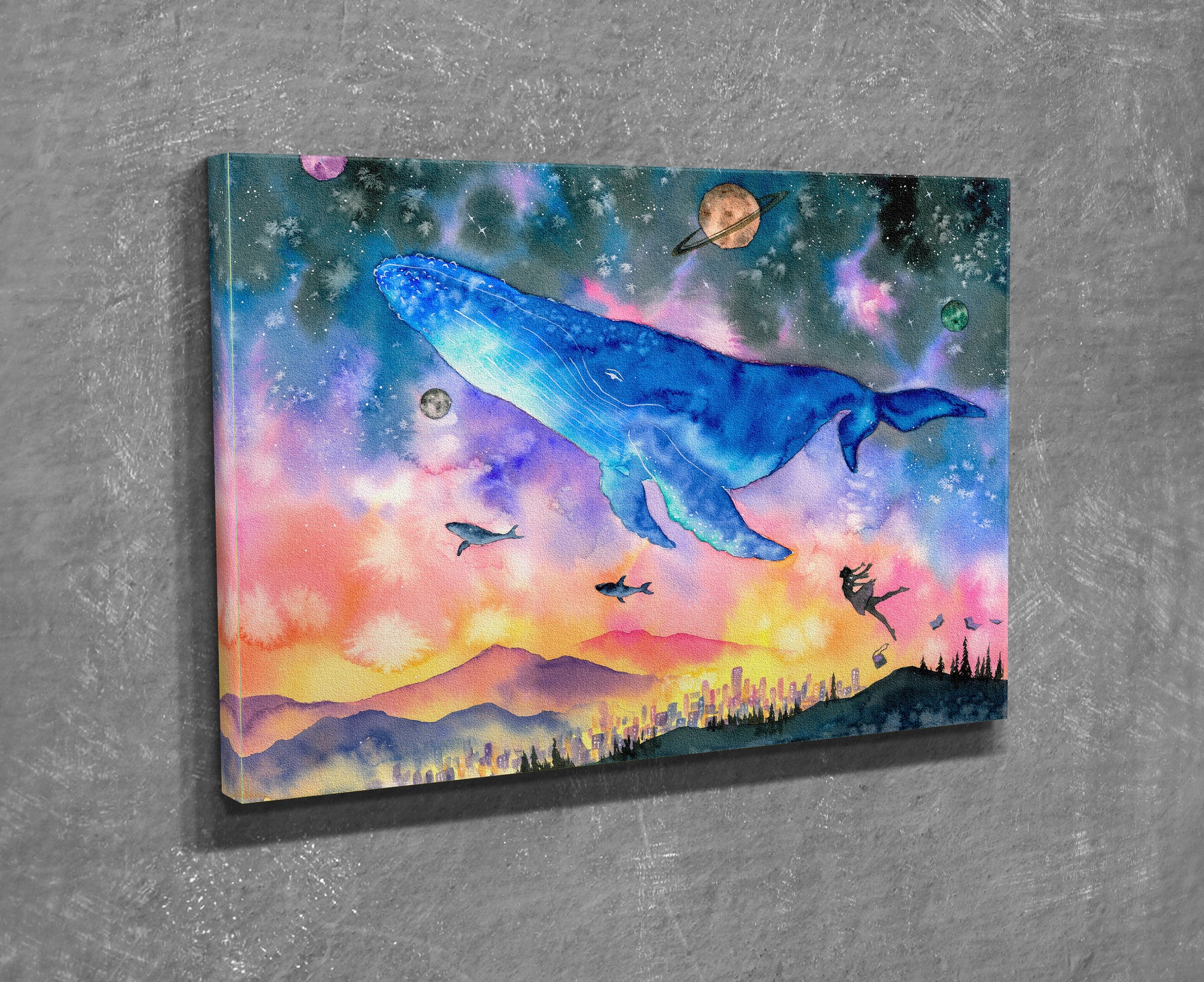 Quadro Decorativo em Tela com Moldura de Madeira - Impressão Digital Multicolor 30x40cm