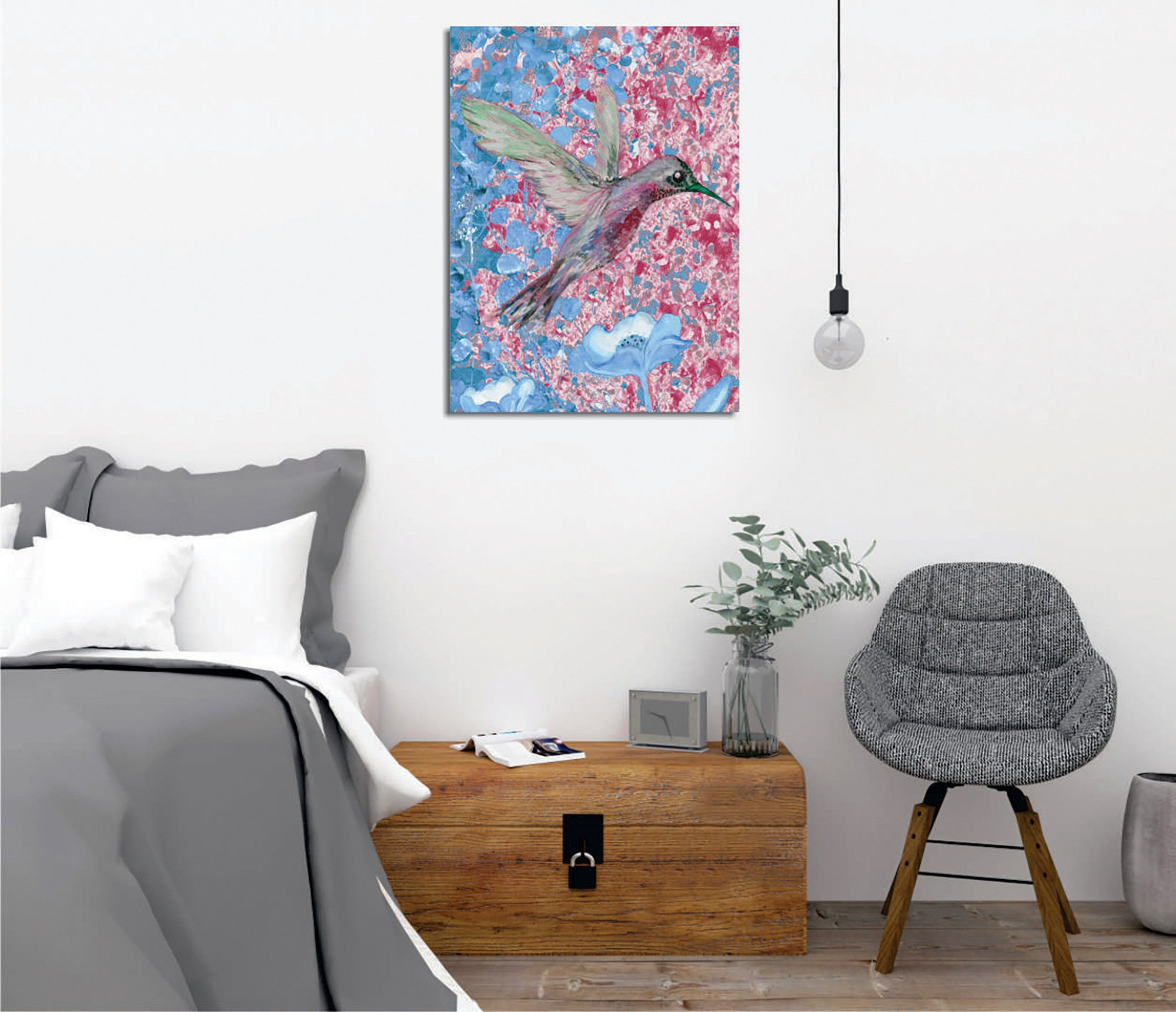 Quadro Decorativo em Tela com Moldura de Madeira - Impressão Digital Multicolor 30x40cm