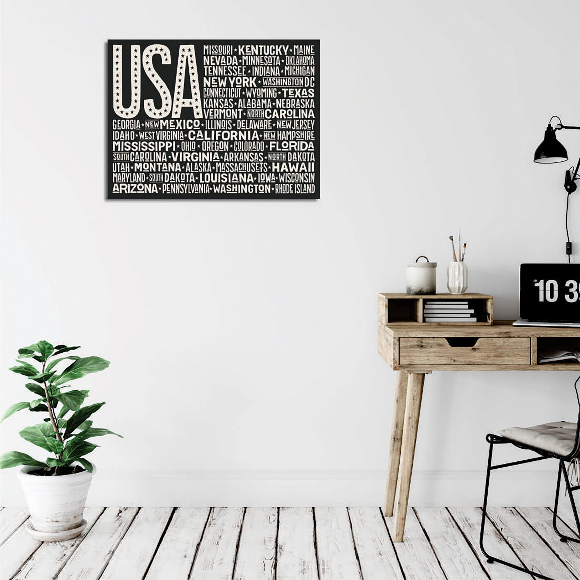 Quadro Decorativo em Tela com Moldura de Madeira - Impressão Digital Multicolor 30x40cm