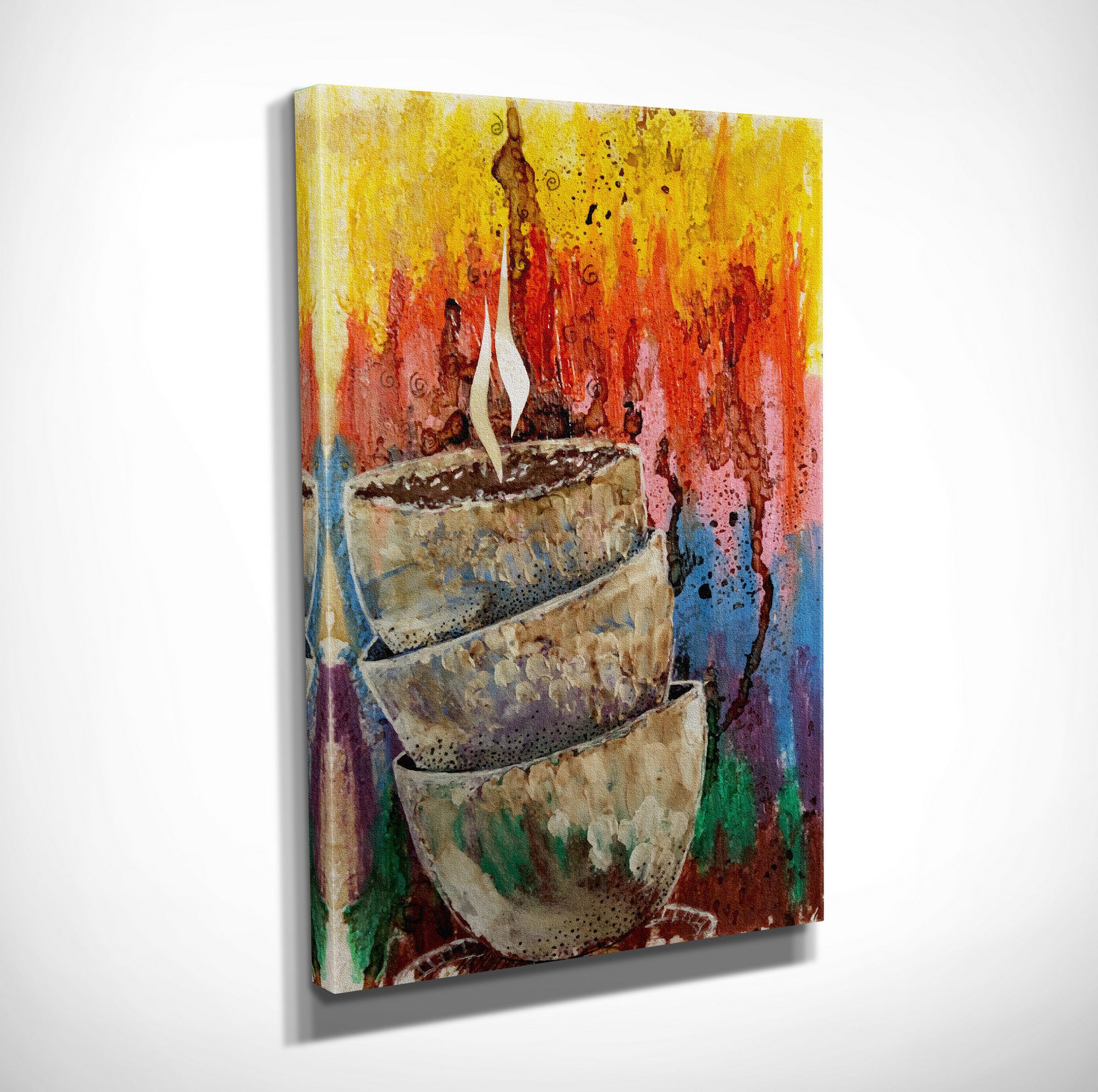 Quadro Decorativo em Tela com Moldura de Madeira - Impressão Digital Multicolor 30x40cm