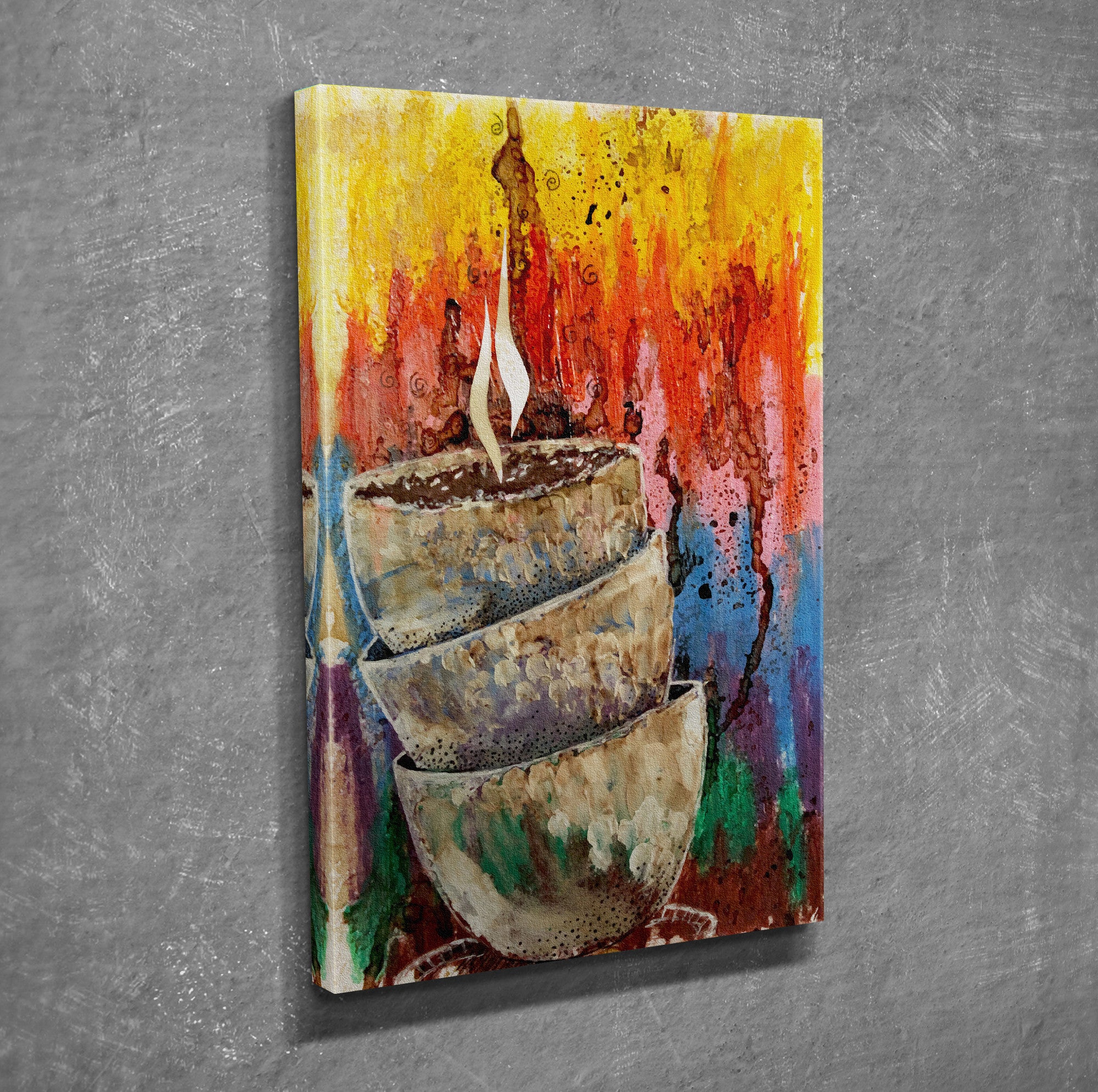 Quadro Decorativo em Tela com Moldura de Madeira - Impressão Digital Multicolor 30x40cm