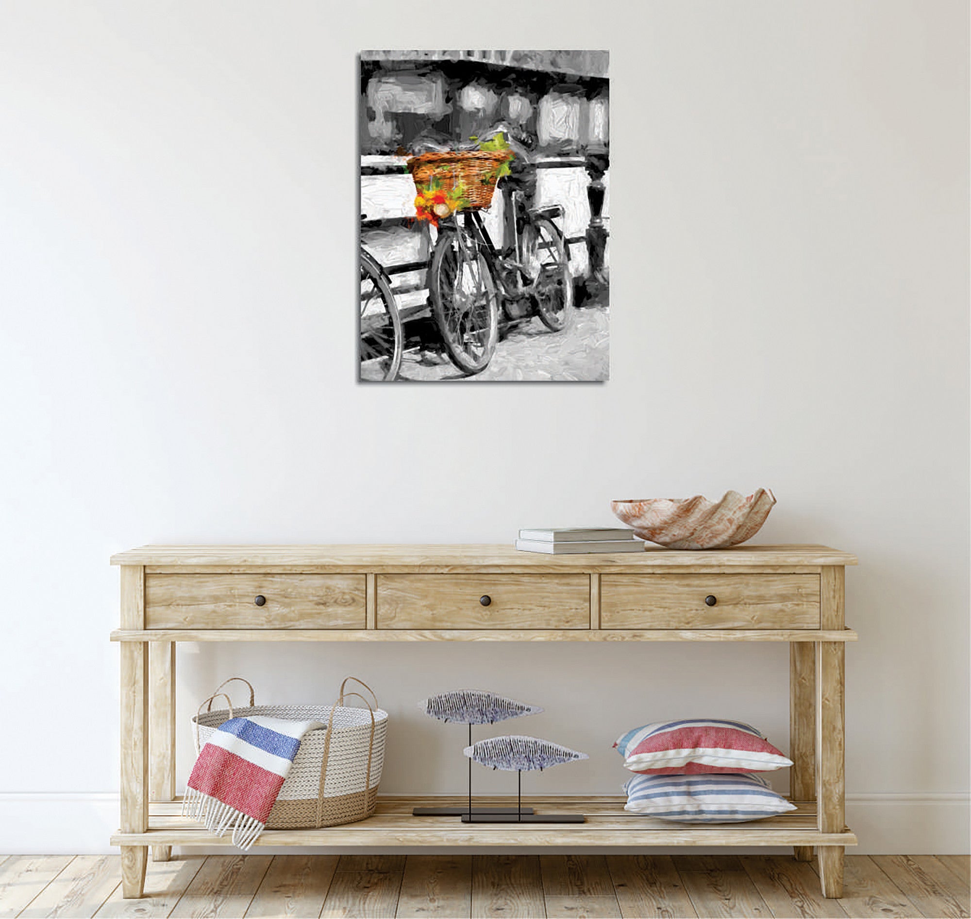 Quadro Decorativo em Tela com Moldura de Madeira - Impressão Digital Multicolor 30x40cm