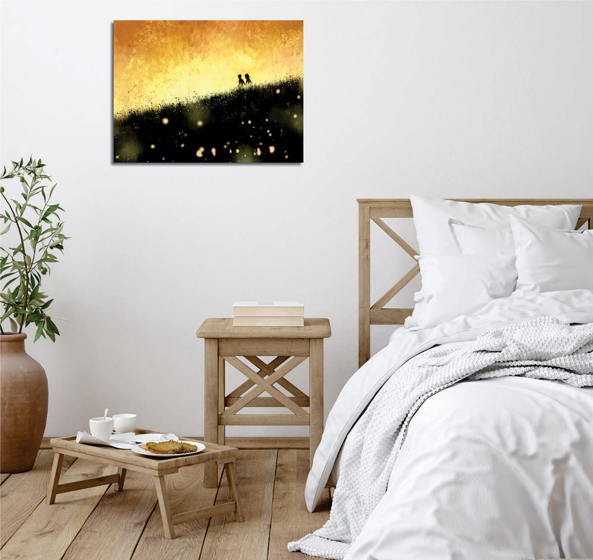 Quadro Decorativo em Tela com Moldura de Madeira - Impressão Digital Multicolor 30x40cm