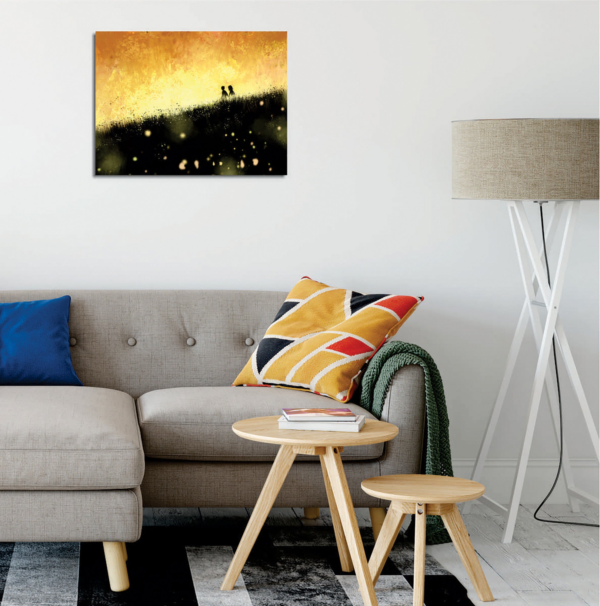 Quadro Decorativo em Tela com Moldura de Madeira - Impressão Digital Multicolor 30x40cm