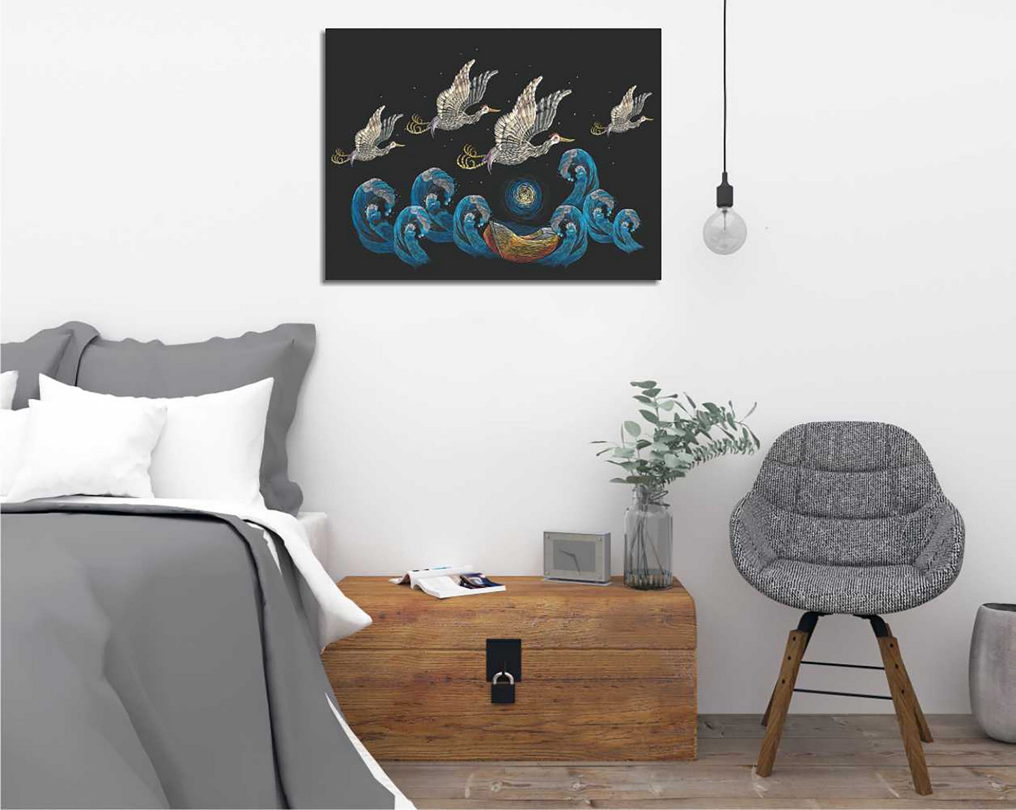 Quadro Decorativo em Tela com Moldura de Madeira - Impressão Digital Multicolor 30x40cm