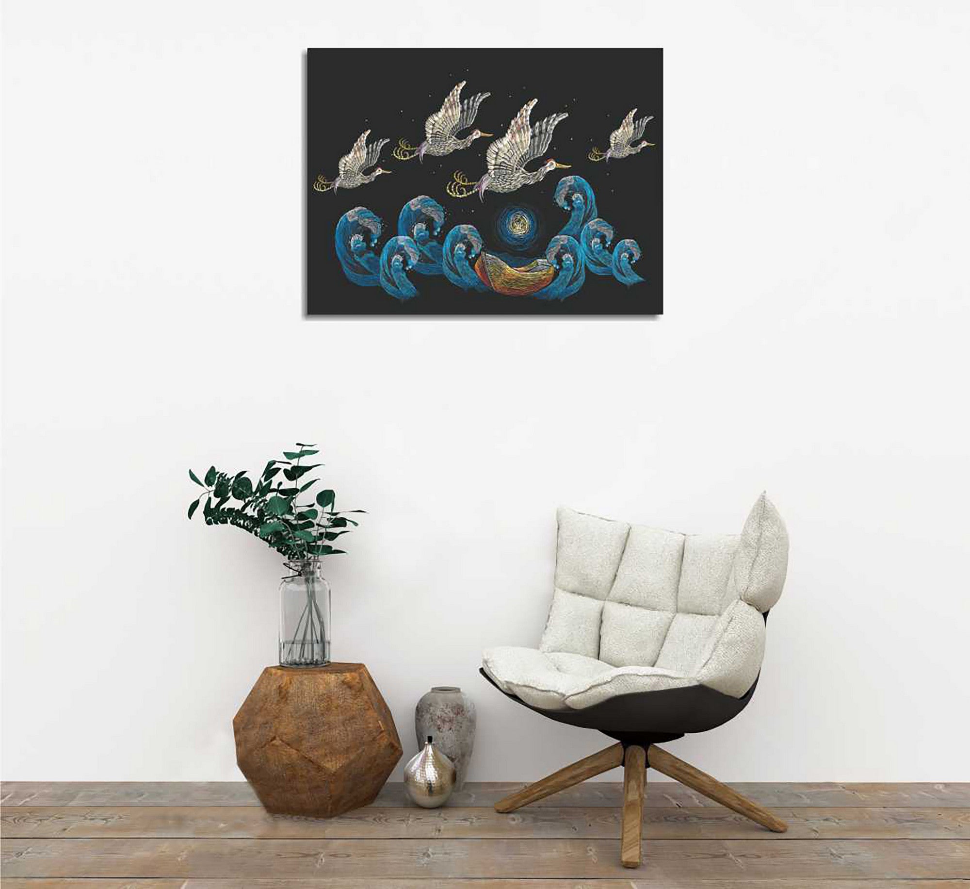 Quadro Decorativo em Tela com Moldura de Madeira - Impressão Digital Multicolor 30x40cm