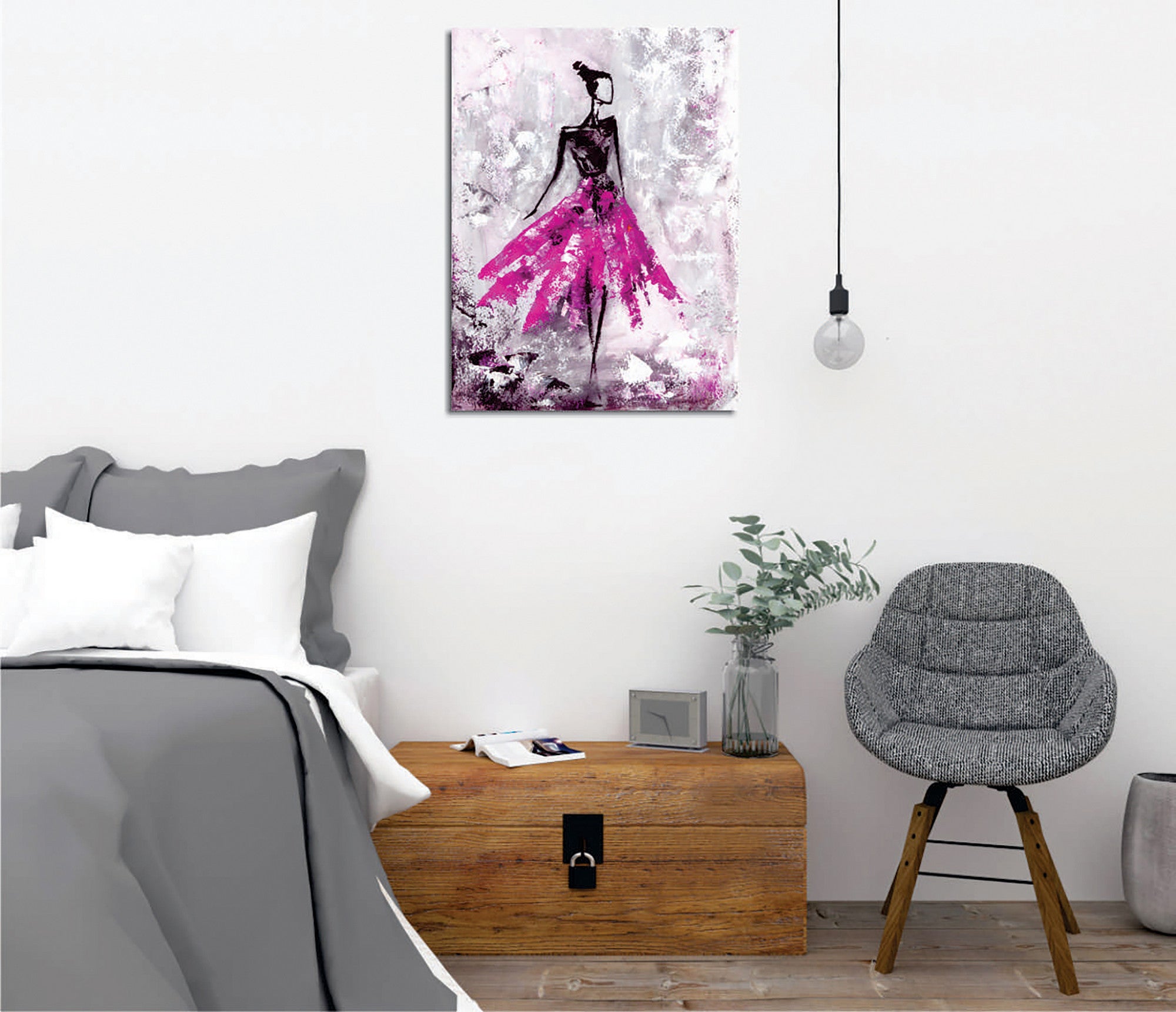 Quadro Decorativo em Tela com Moldura de Madeira - Impressão Digital Multicolor 30x40cm