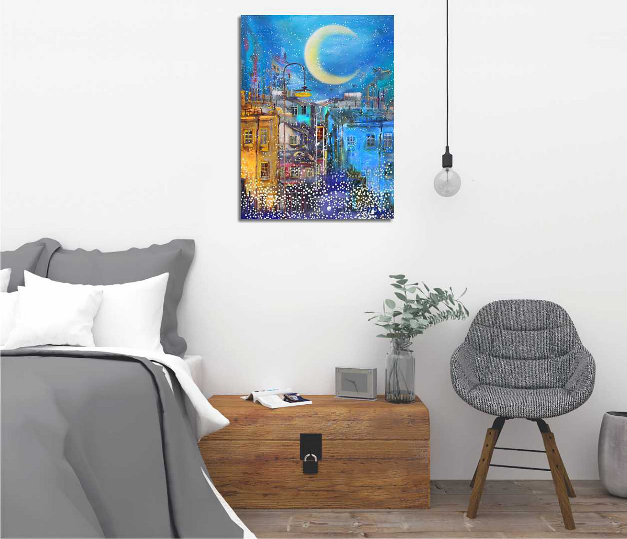 Quadro Decorativo em Tela com Moldura de Madeira - Impressão Digital Multicolor 30x40cm