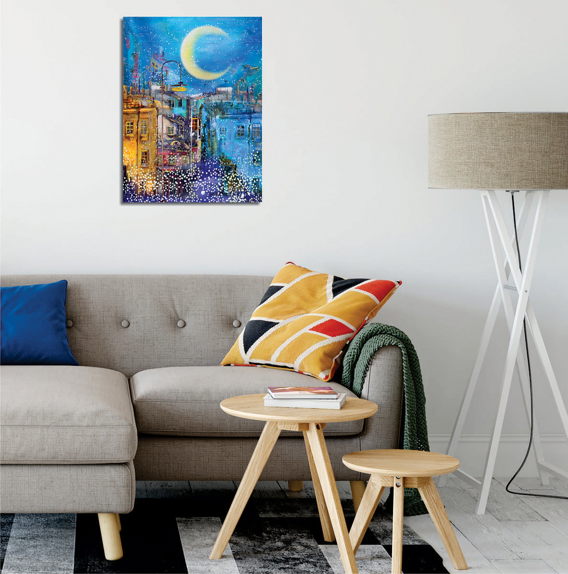 Quadro Decorativo em Tela com Moldura de Madeira - Impressão Digital Multicolor 30x40cm