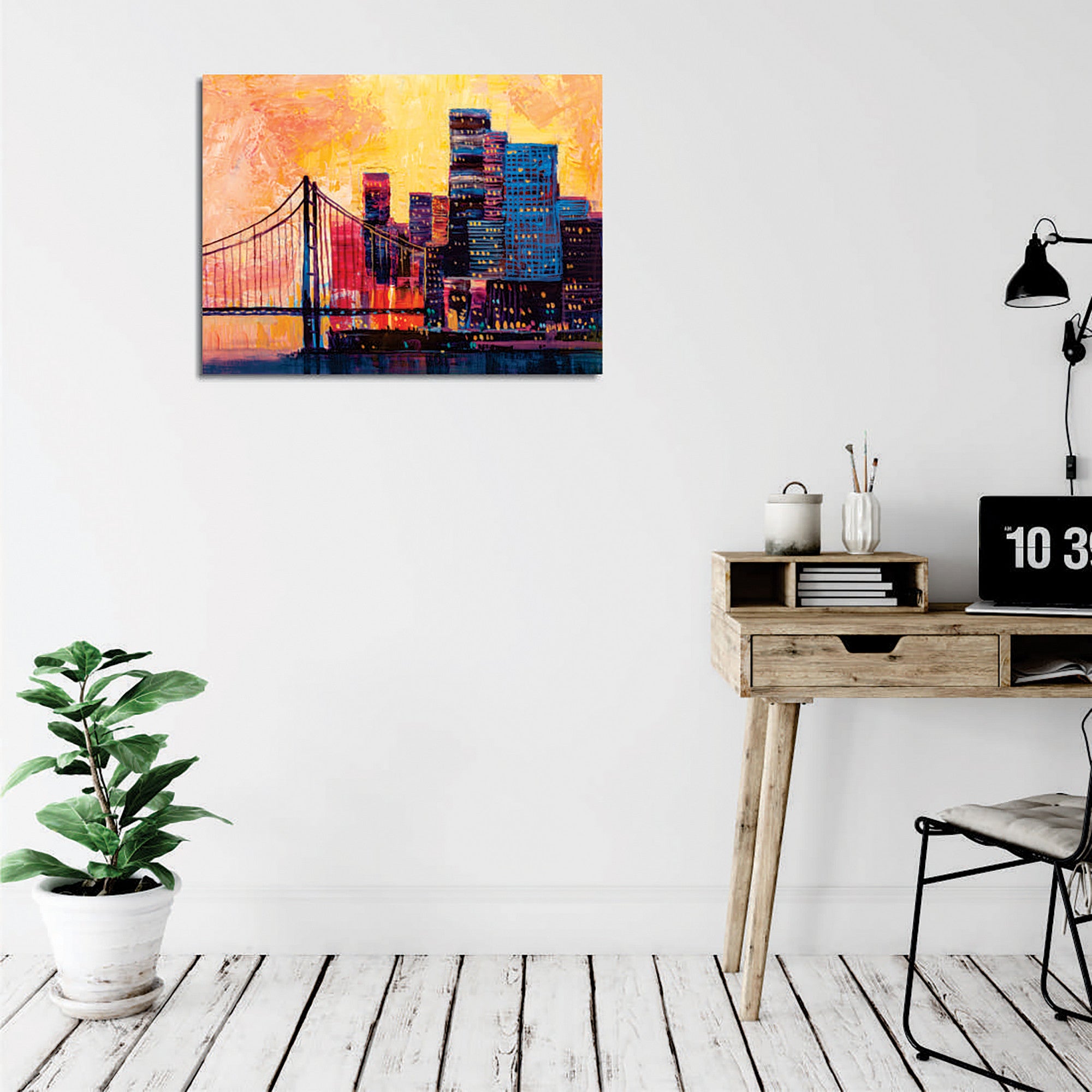 Quadro Decorativo em Tela com Moldura de Madeira - Impressão Digital Multicolor 30x40cm