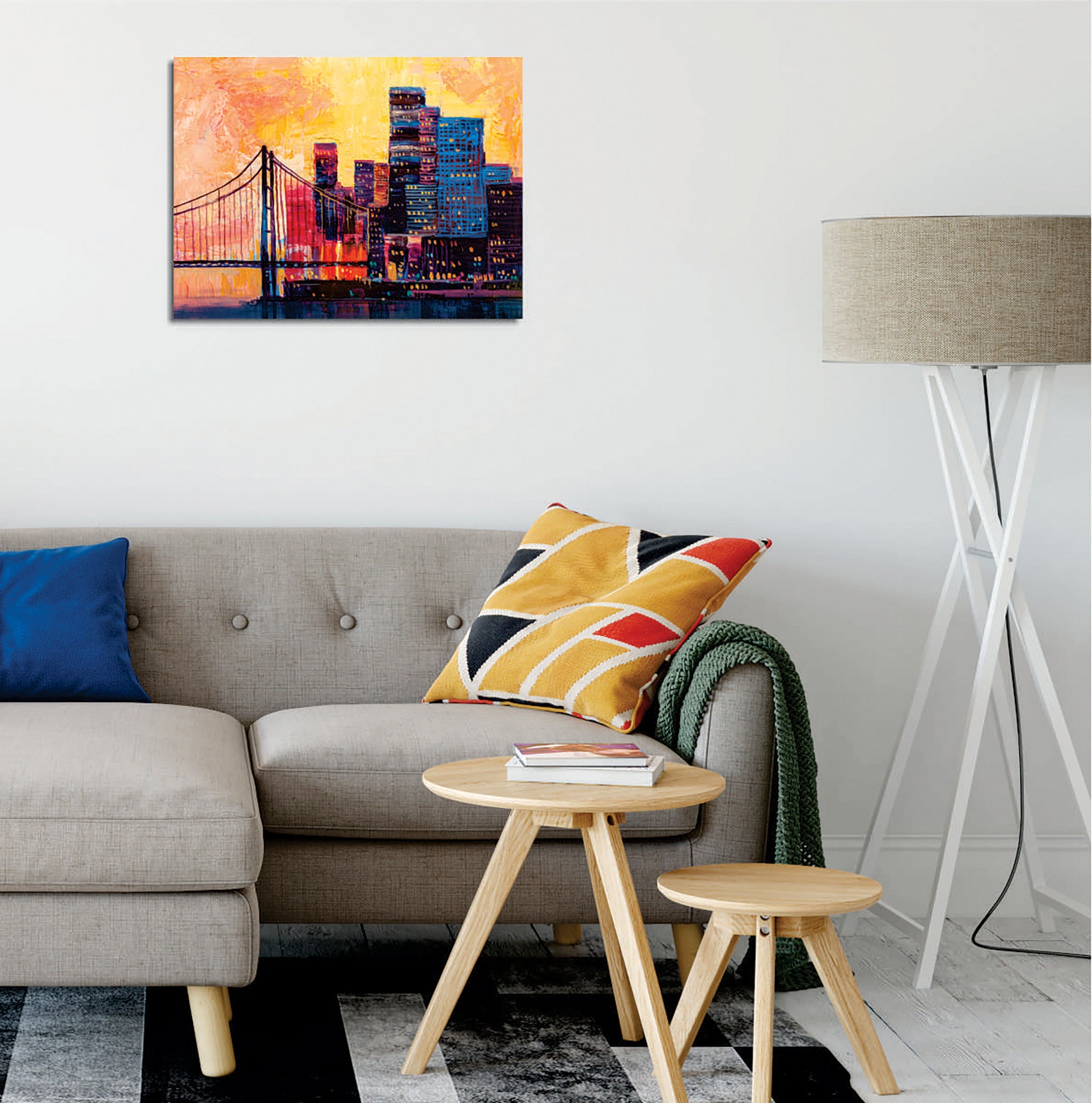 Quadro Decorativo em Tela com Moldura de Madeira - Impressão Digital Multicolor 30x40cm