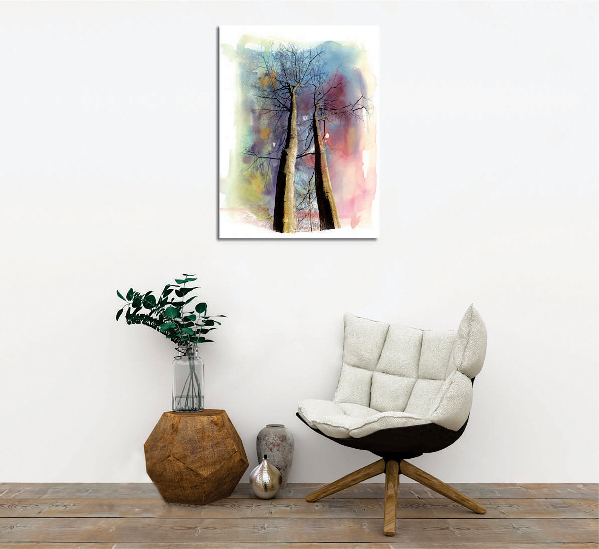 Quadro Decorativo em Tela com Moldura de Madeira - Impressão Digital Multicolor 30x40cm