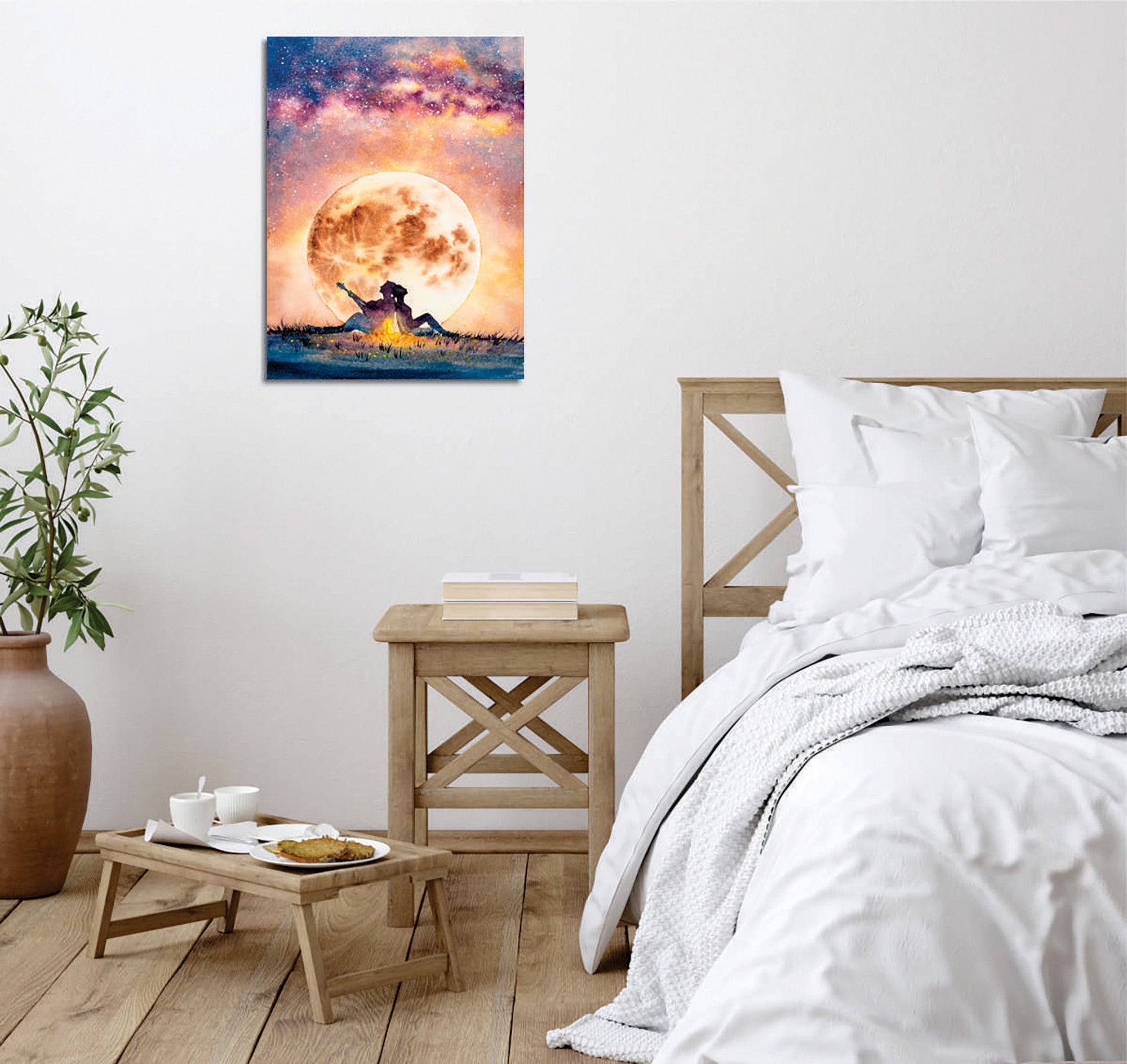 Quadro Decorativo em Tela com Moldura de Madeira - Impressão Digital Multicolor 30x40cm