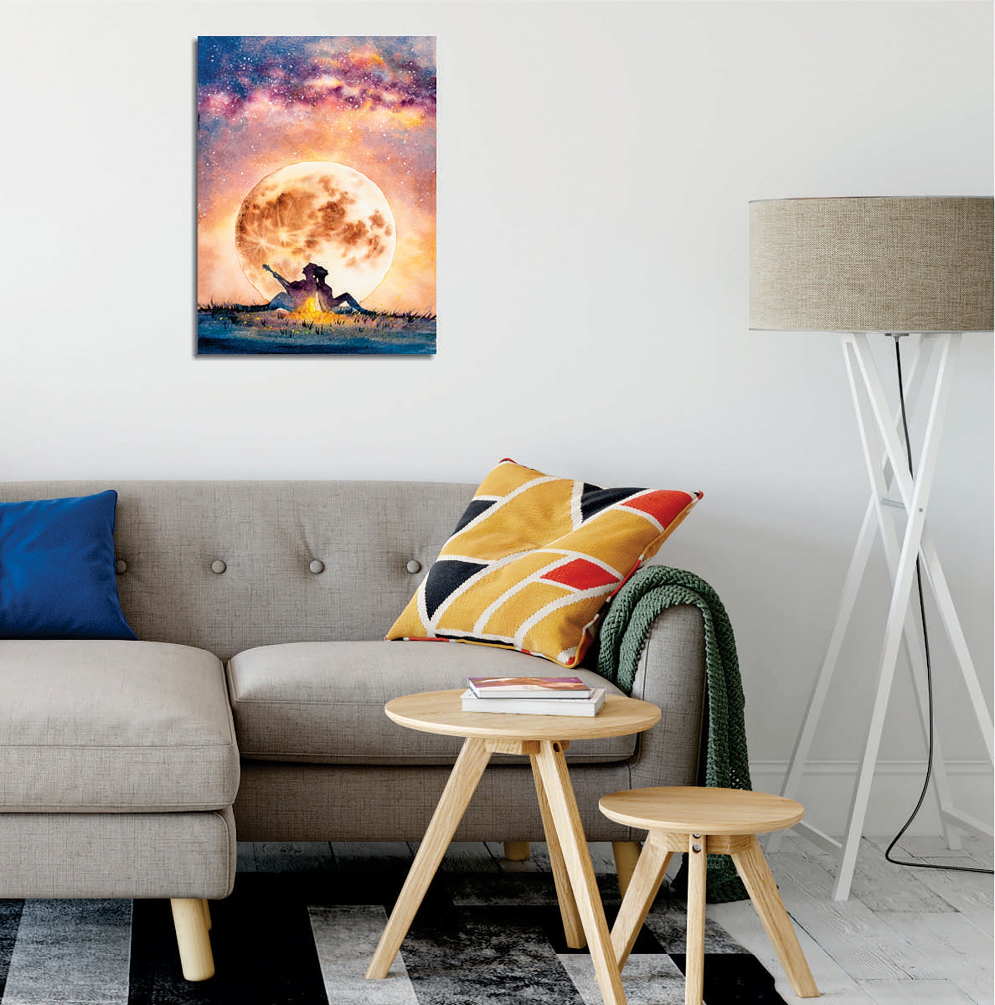 Quadro Decorativo em Tela com Moldura de Madeira - Impressão Digital Multicolor 30x40cm