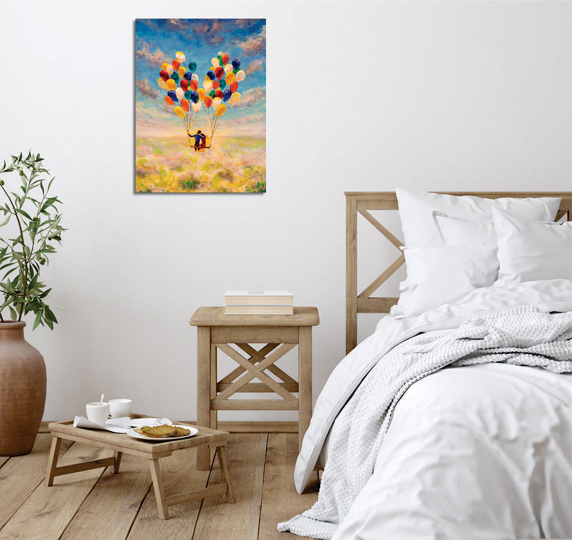 Quadro Decorativo em Tela com Moldura de Madeira - Impressão Digital Multicolor 30x40cm