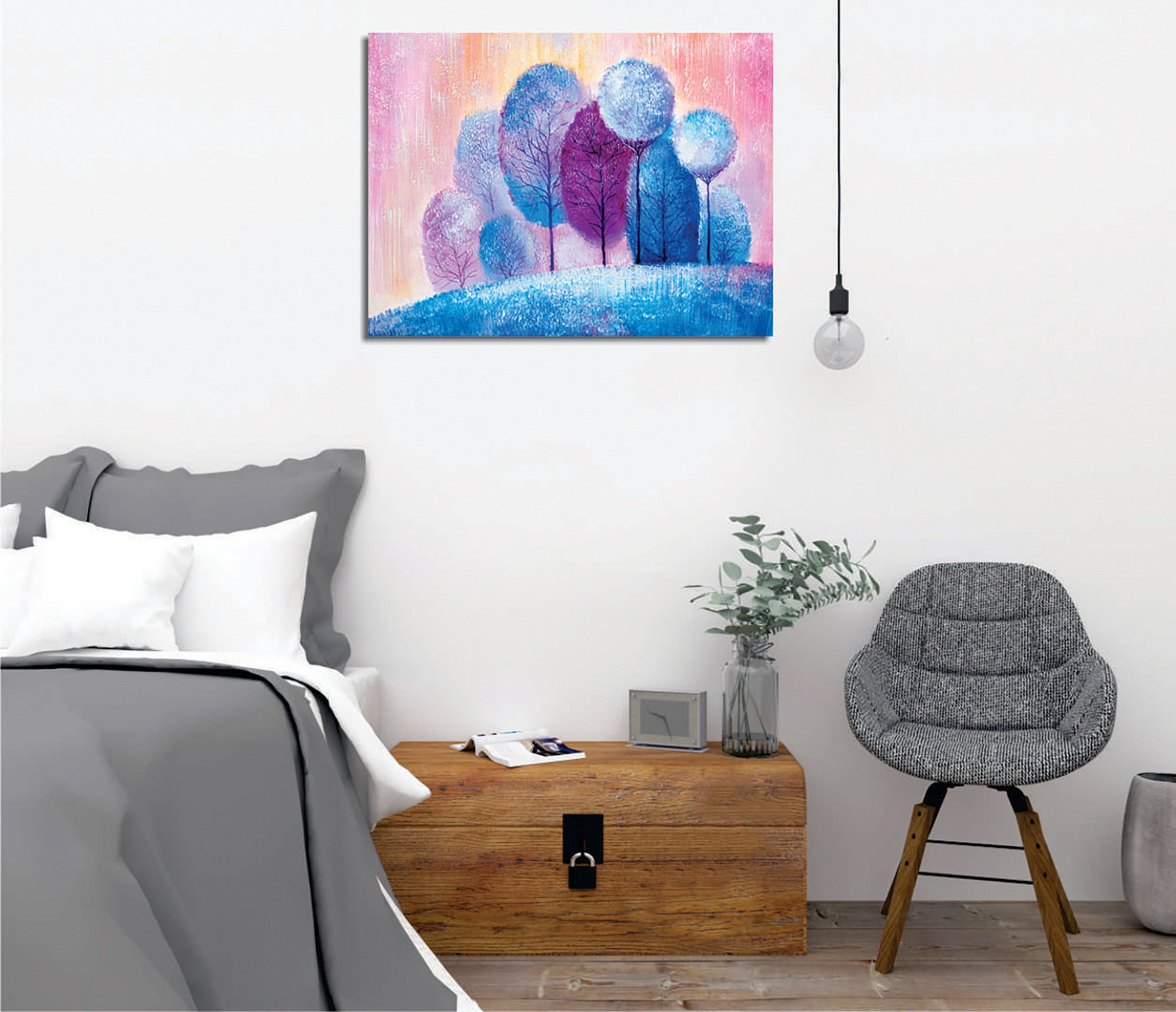 Quadro Decorativo em Tela com Moldura de Madeira - Impressão Digital Multicolor 30x40cm