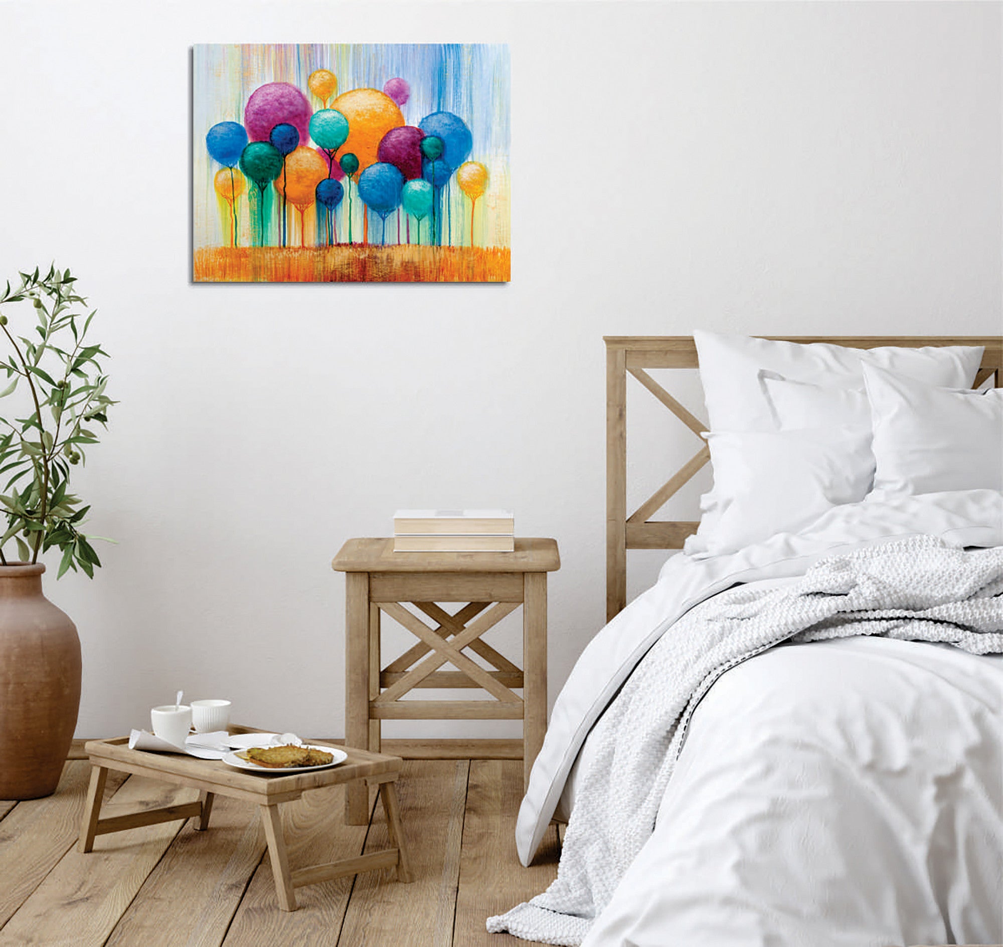 Quadro Decorativo em Tela com Moldura de Madeira - Impressão Digital Multicolor 30x40cm